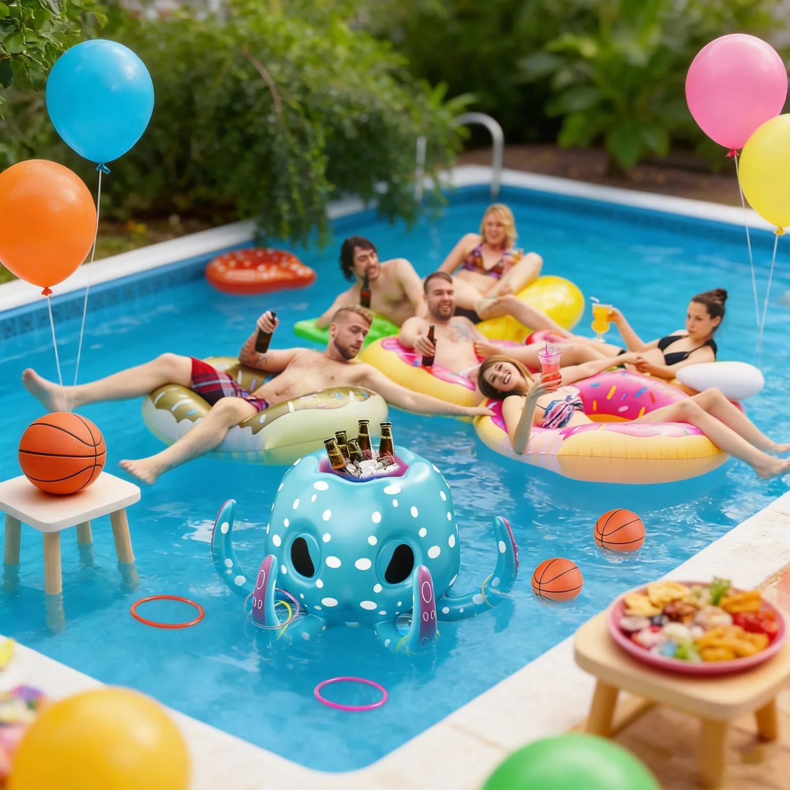 Baloncesto Flotante para Piscinas,Juguetes de Baloncesto para Piscina,Baloncesto de Flotador Hinchable,Canasta de Baloncesto para Piscina,Juguete acuático,para Piscinas de Verano y Playa