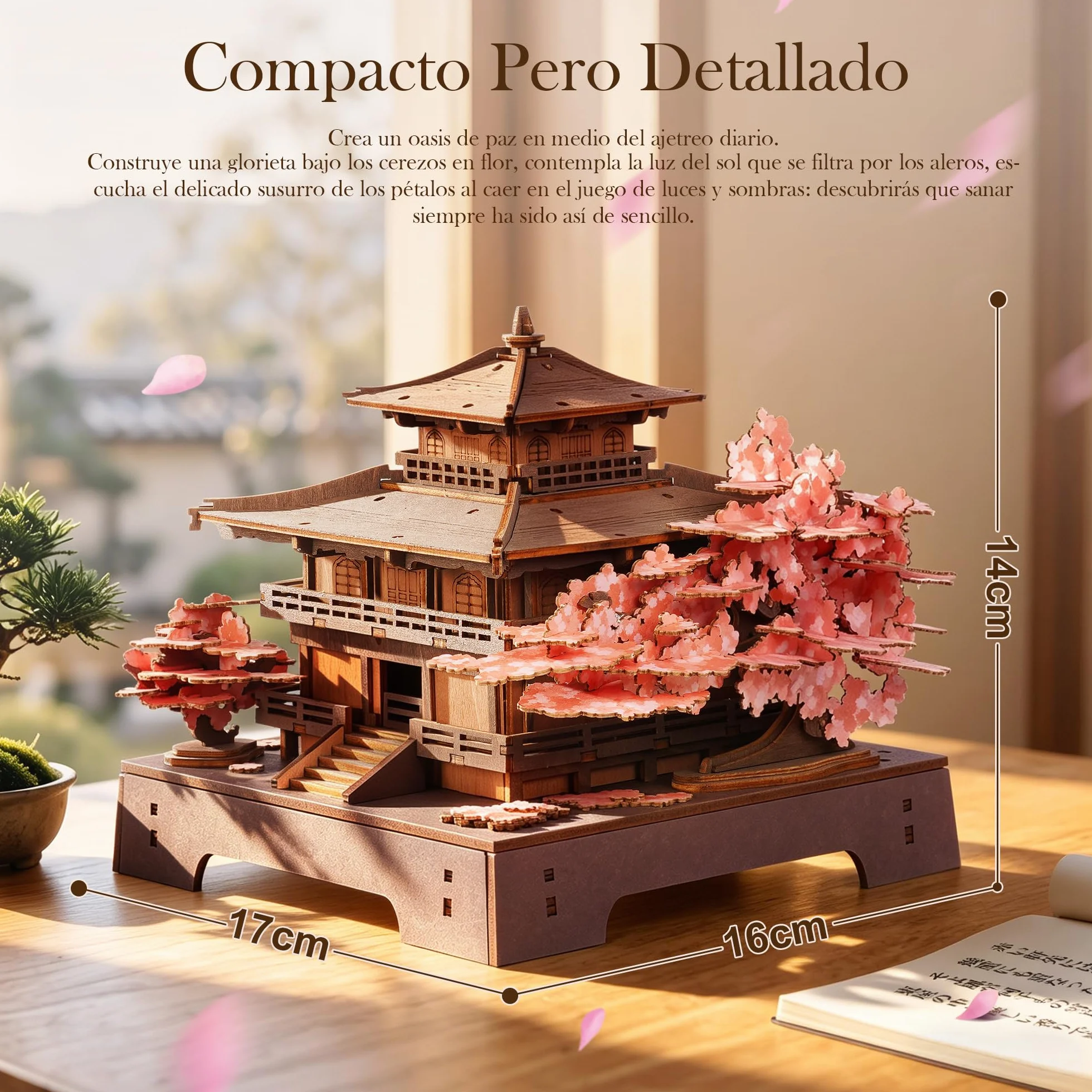 ROWOOD Puzzle 3D Adultos Madera, Maquetas para Montar Pabellón Sakura, Maquetas de Madera Japonesas para Construir, Kit DIY de Construcción, Regalo Manualidades y Decoración Casa