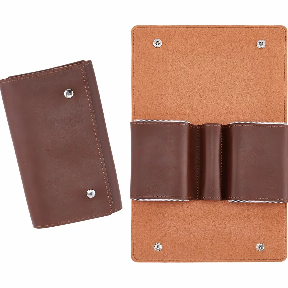 Estuche Protector de Cuero Sintético para Naipes, con Botón A Presión, Multiusos, Compatible con Billeteras, Organizador de Monedas Hecho A Mano para Póker, Bridge, Juegos de Mesa, Viajes