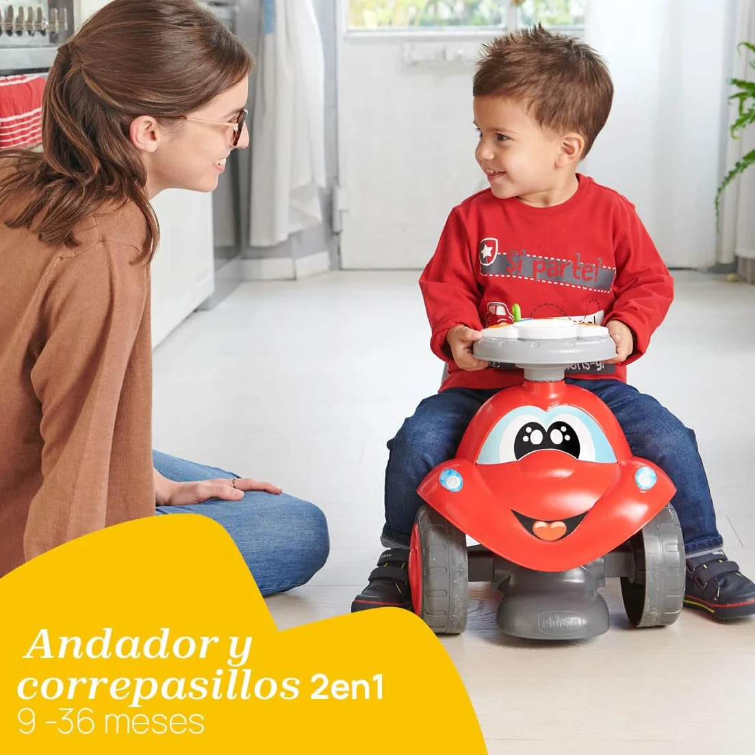 Chicco Andador Correpasillos 2 en 1 Billy El Caminón, Interactivo con Sonidos y Luces, Andador Bebé Primeros Pasos, Juguetes Bebés y Niños De 9 Meses a 3 Años, Amarillo