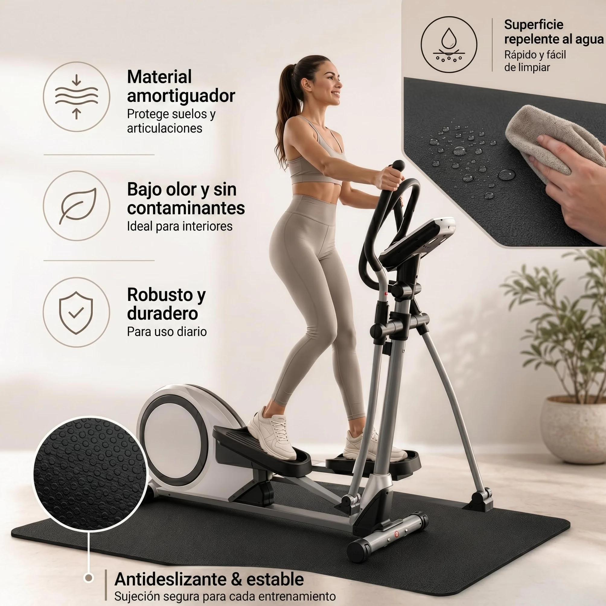Floordirekt Sparta Esterilla antideslizante fitness cinta correr bicicleta elíptica absorción impactos