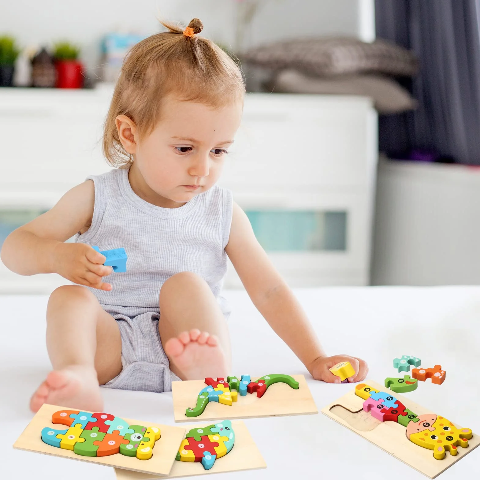 Animales Juguetes Puzzle Madera Niños 1 2 3 Años, Bebe Juguete Montessori 1 2 3 Años Niña Niño, Juego Educativo Regalo Navidad