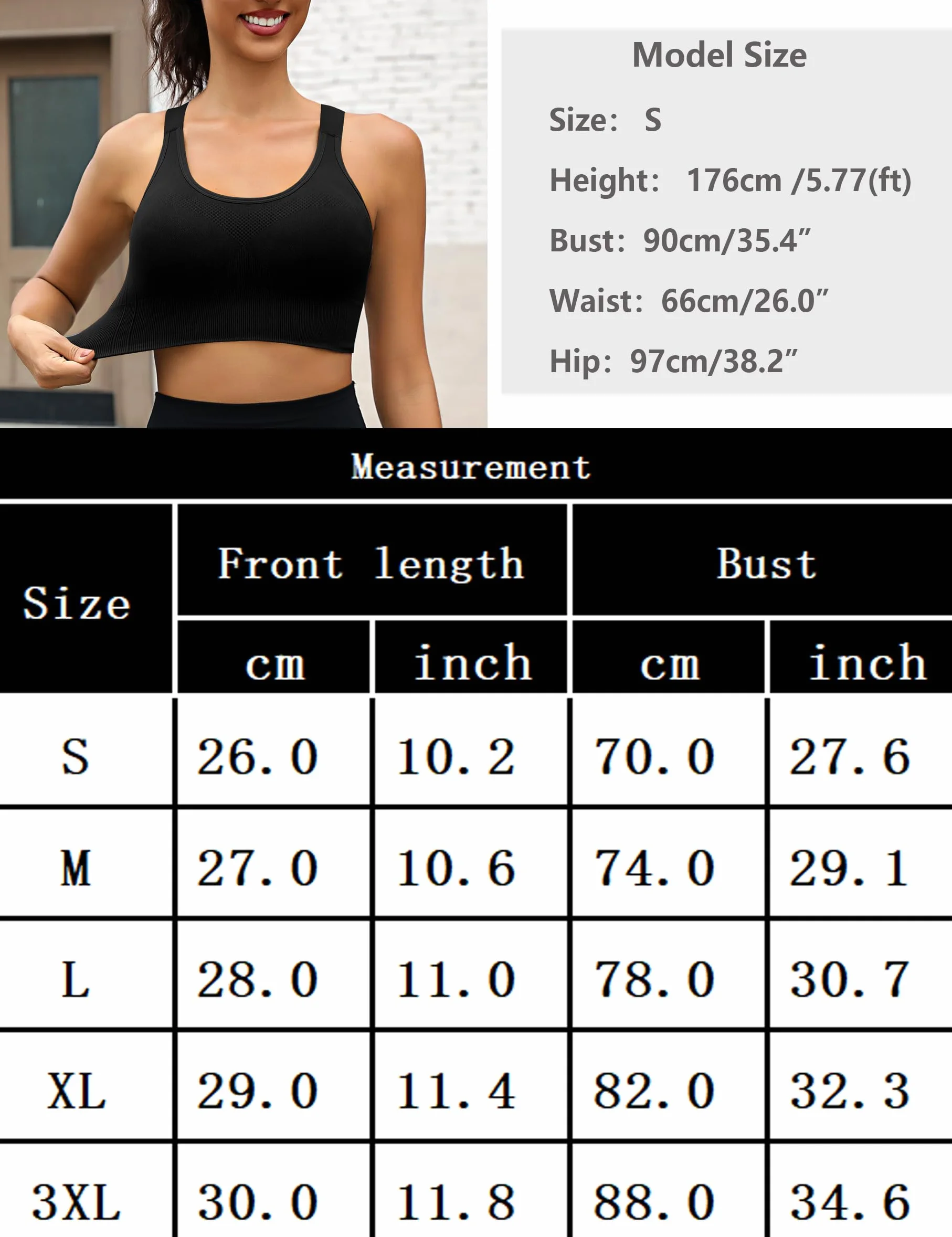 Sujetador Deportivo Mujer Alto Impacto Push Up Sin Costuras Espalda Ajustable Bra Deportivo Alta Sujeción Fitness Yoga Running S-XXL