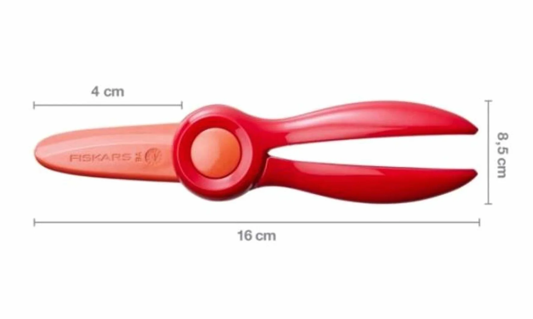 Fiskars Tijeras para niños, A partir de 2 años, Para aprender a cortar, Longitud: 13 cm, Hojas y mangos de plástico, Rojo, Starter, 1064065