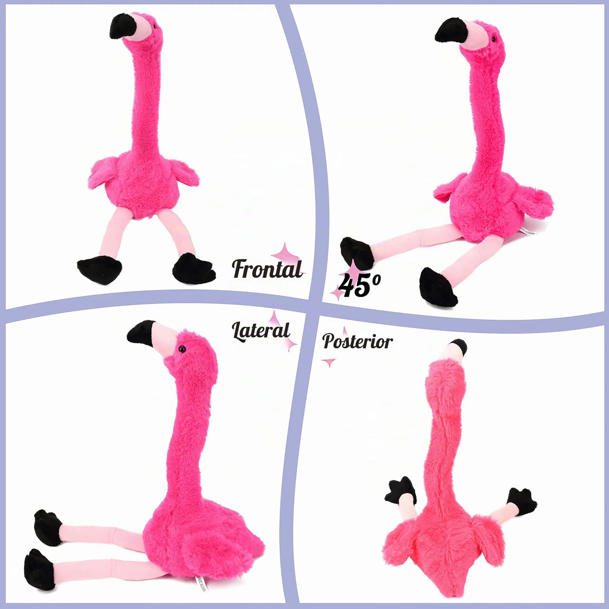 Hopearl Flamenco Hablando Repite lo Que Dices Juguete eléctrico Interactivo Animado Peluche Amigo Regalo para niños pequeños Cumpleaños Festival Vacaciones Rosa 33 cm