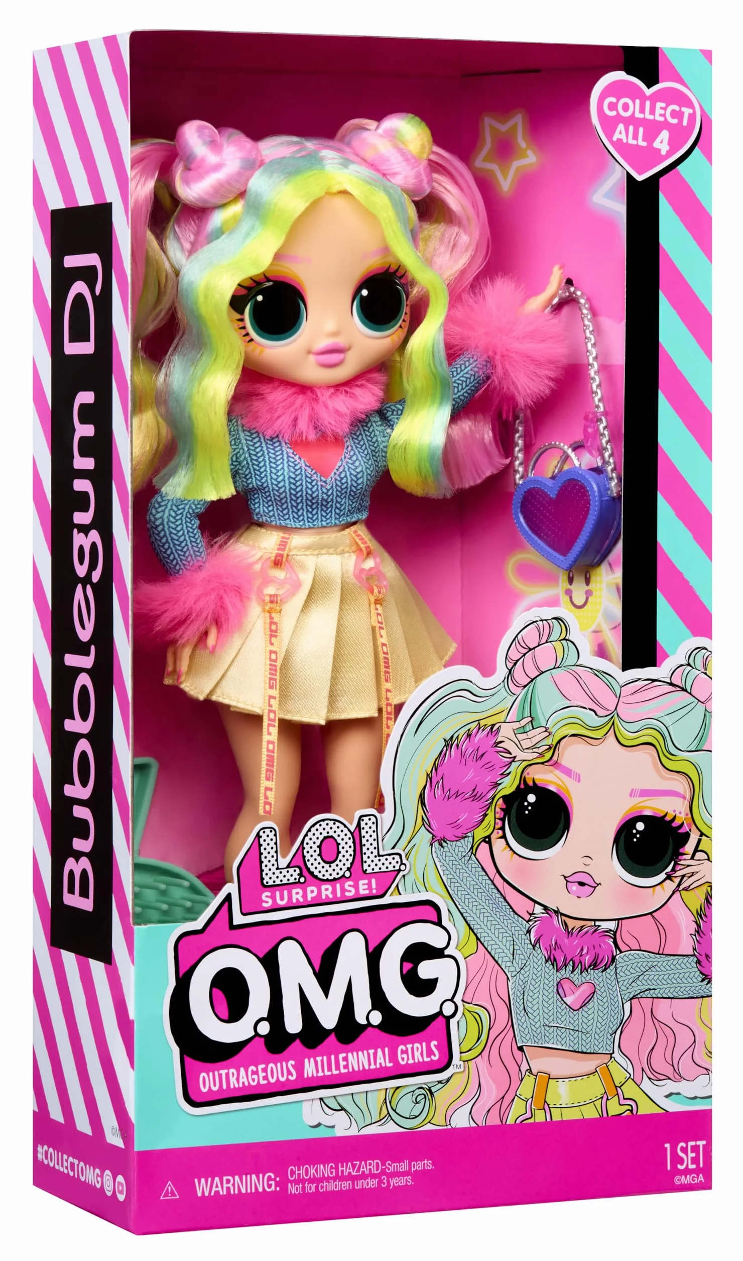 L.O.L. Surprise! OMG Doll - Bubblegum D.J. - Incluye 1 Muñeca de Moda, Viene con Modas Fabulosas, Colecciona Las 4
