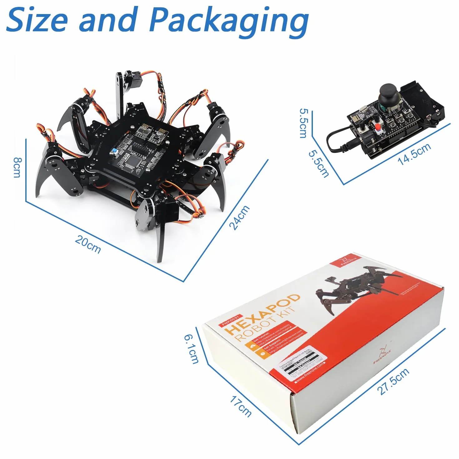 Freenove Hexapod Robot Kit with Remote (Compatible with Arduino IDE), Walking Crawling Twisting, App Remote Control, Servo Stem Project