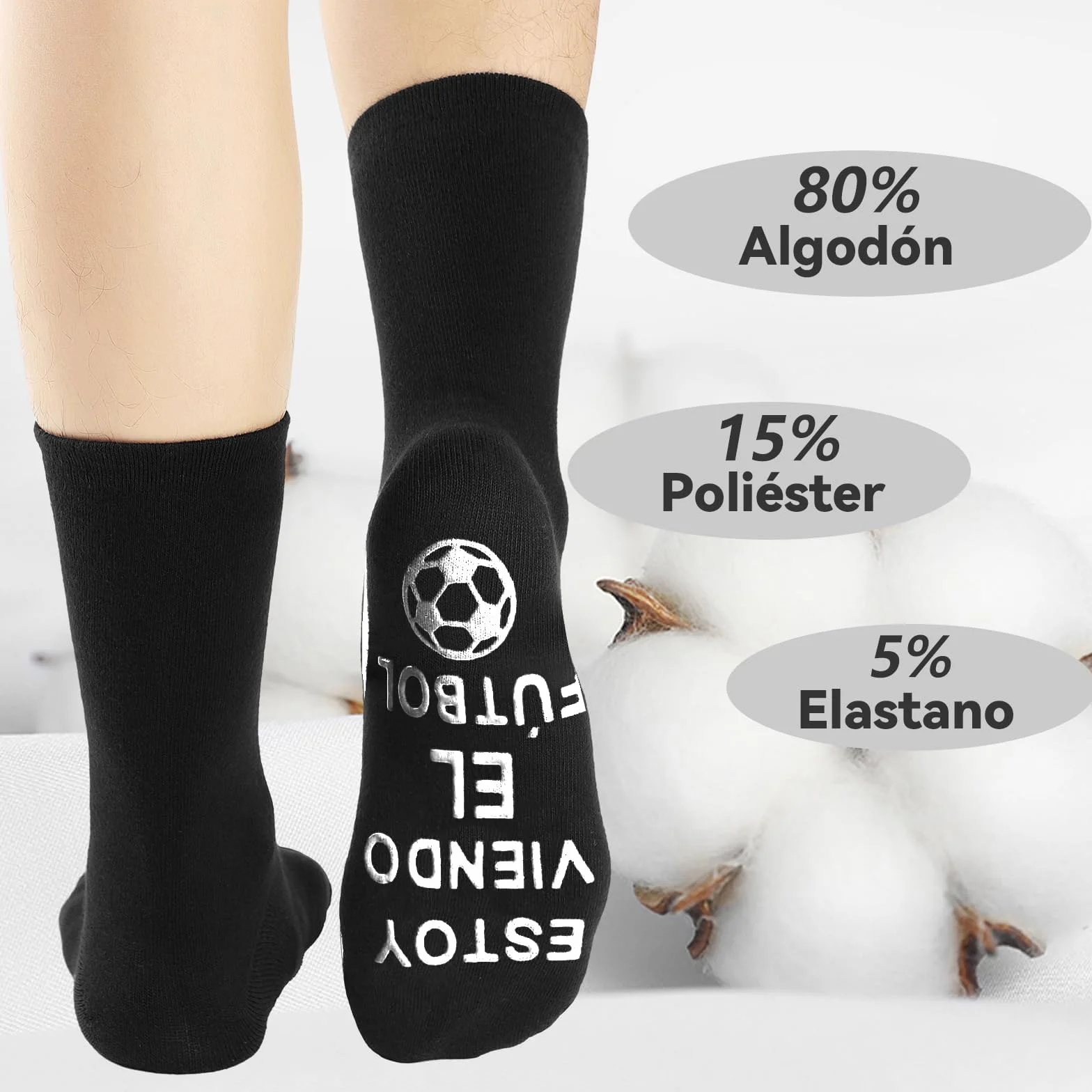 BISOUSOX Calcetines Hombre Algodón 39-46 Antideslizantes Fútbol Regalo