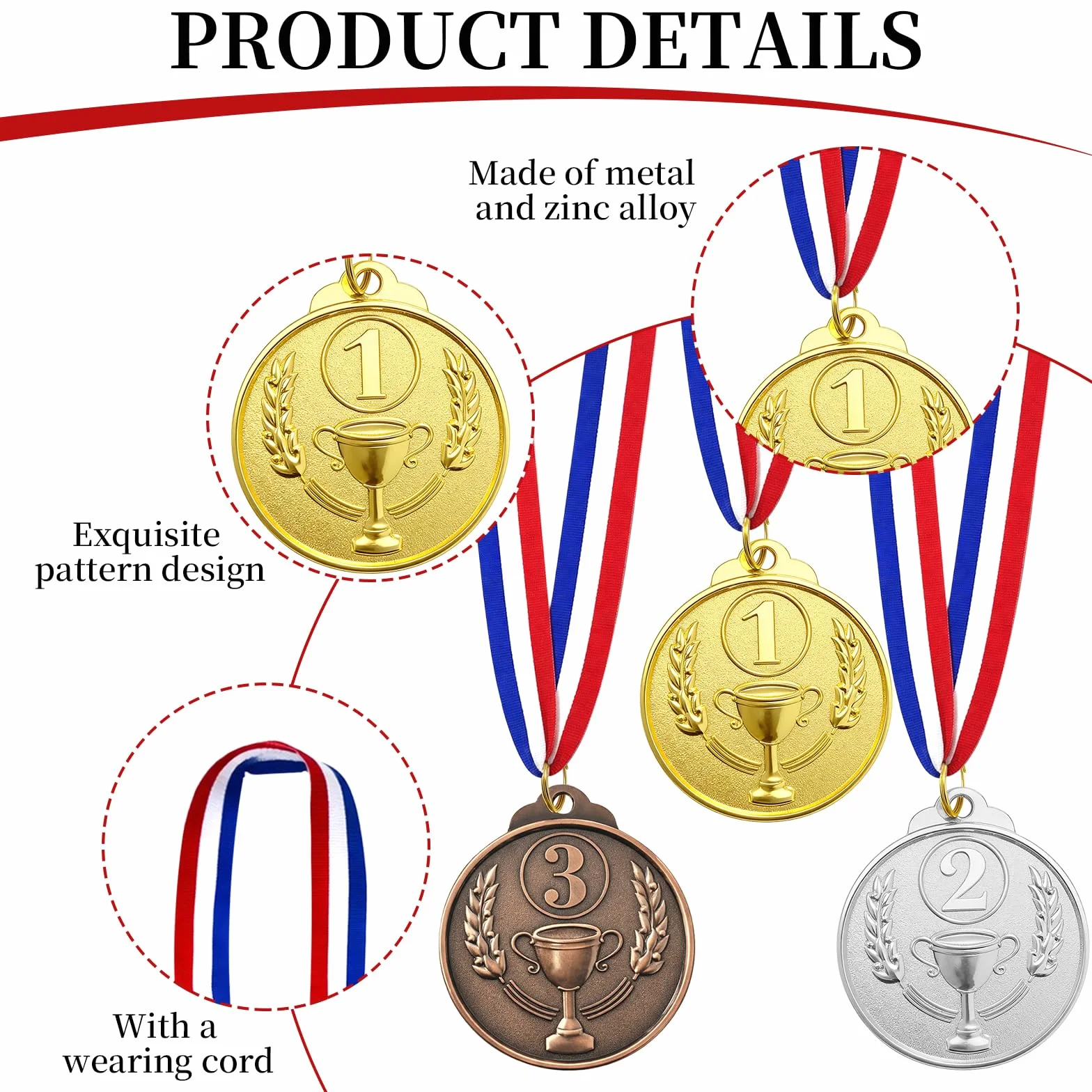 Medallas de Metal 12 Piezas para Eventos Deportivos y Concursos