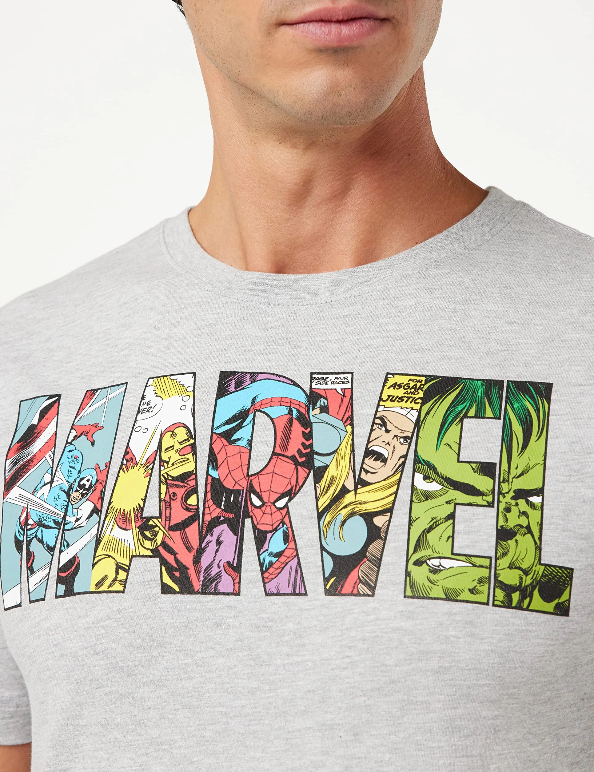 Marvel Men's Comic Strip Logo T-Shirt