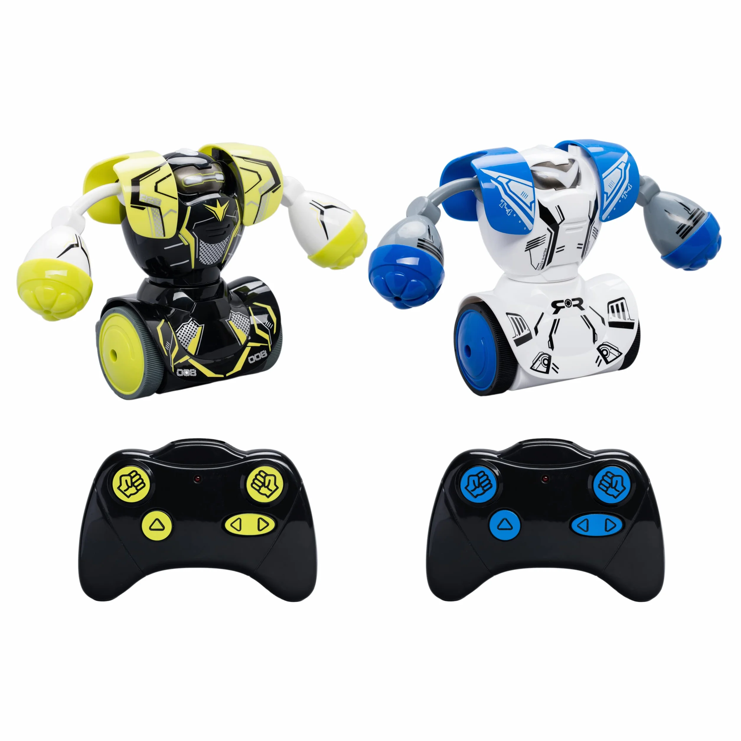 YCOO Pack 2 Robot Kombat Teledirigido 14 cm - Avanza y Golpea a su Oponente - Juguete para Niño con Efectos Sonoros y Luminosos