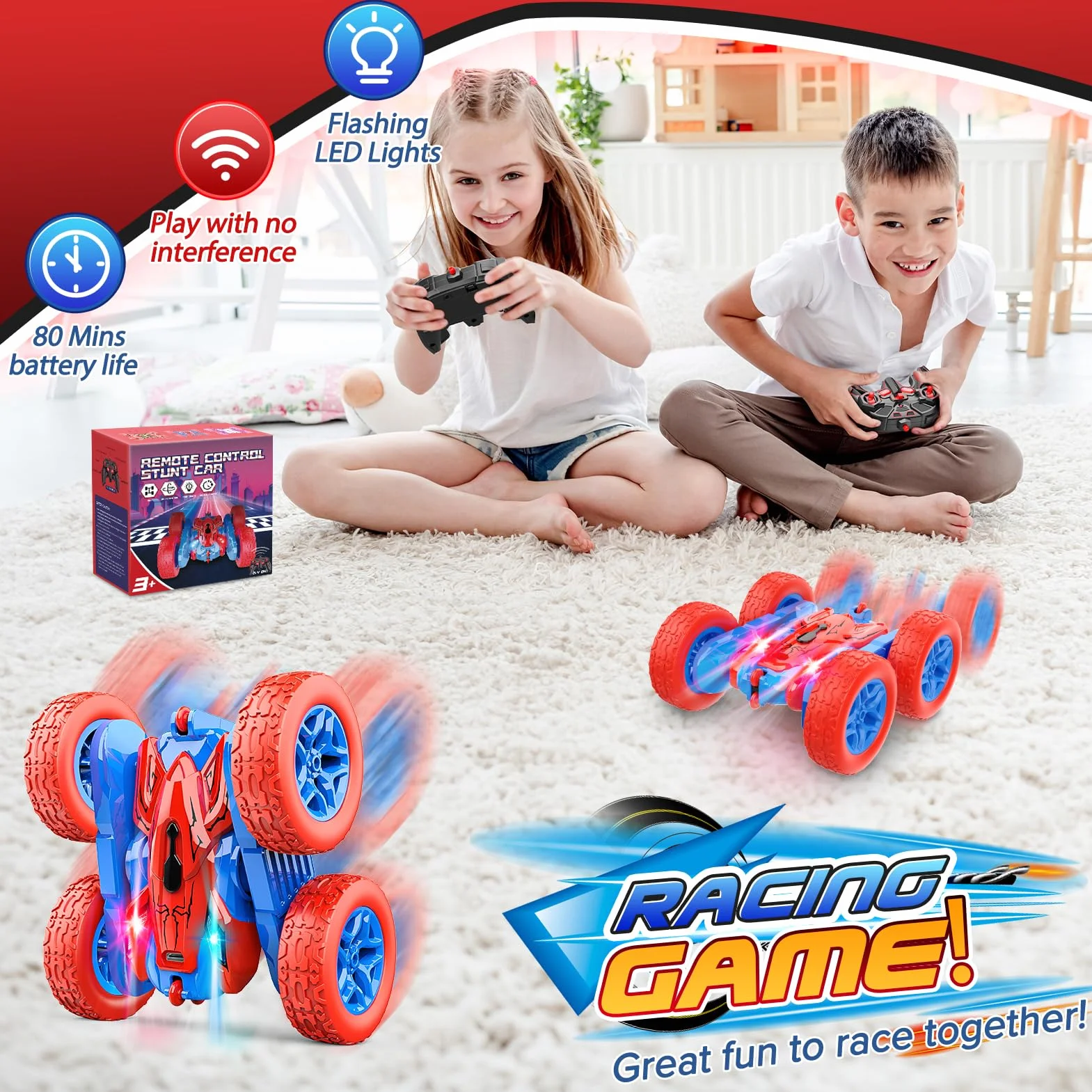 Dreamlandia Coche Teledirigido, Juguetes Niños 3-10 Años, Monster Truck Carro Telecomandado Criança 2.4Ghz con Luces, Regalo Niño 3 4 5 6 7 8 9 Años Cumpleaños