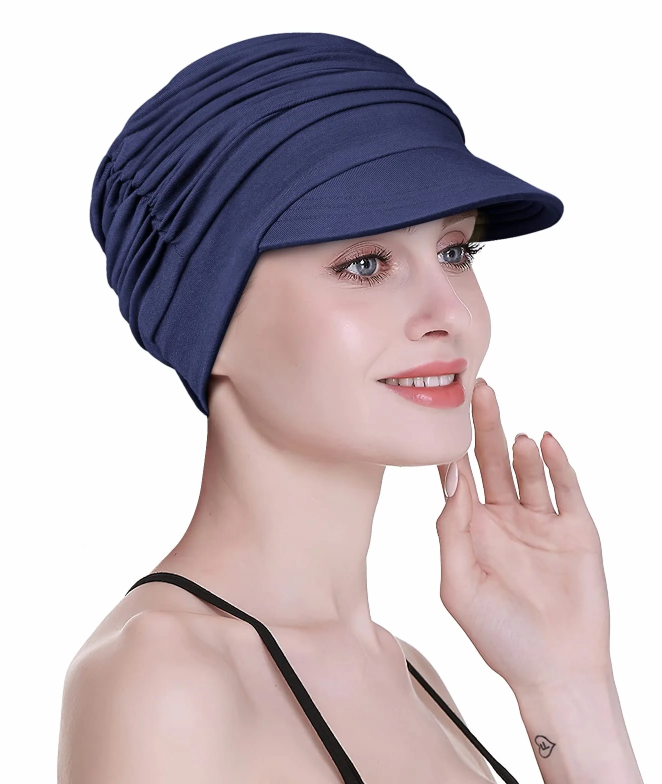Gorra suave de bambú tipo turbante para mujer para caída del cabello en quimioterapia