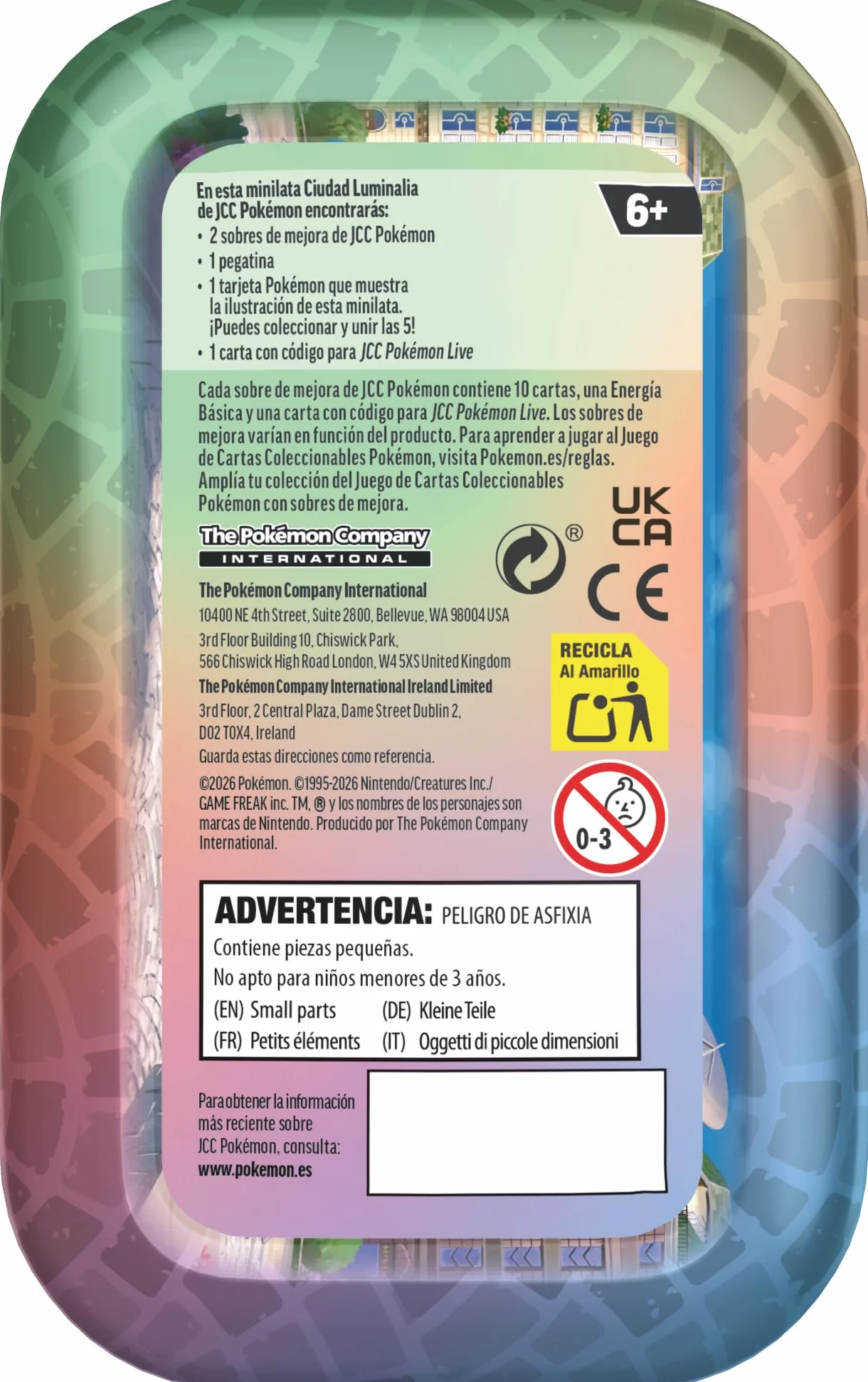 Pokémon JCC Minilata Ciudad Luminalia Feraligatr Budew 2 Sobres Mejora 1 Tarjeta Ilustrada 1 Pegatina