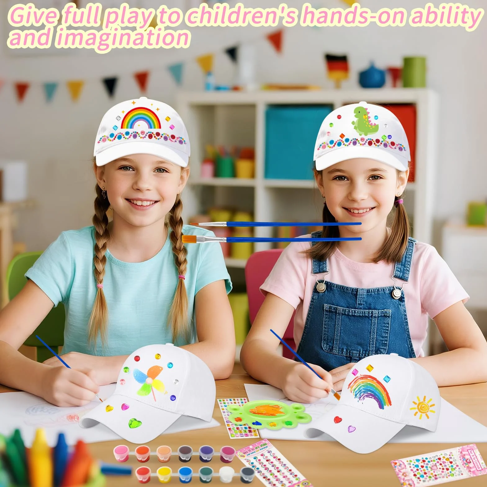 Gorras de Béisbol en Blanco para Niños DIY 6 Piezas