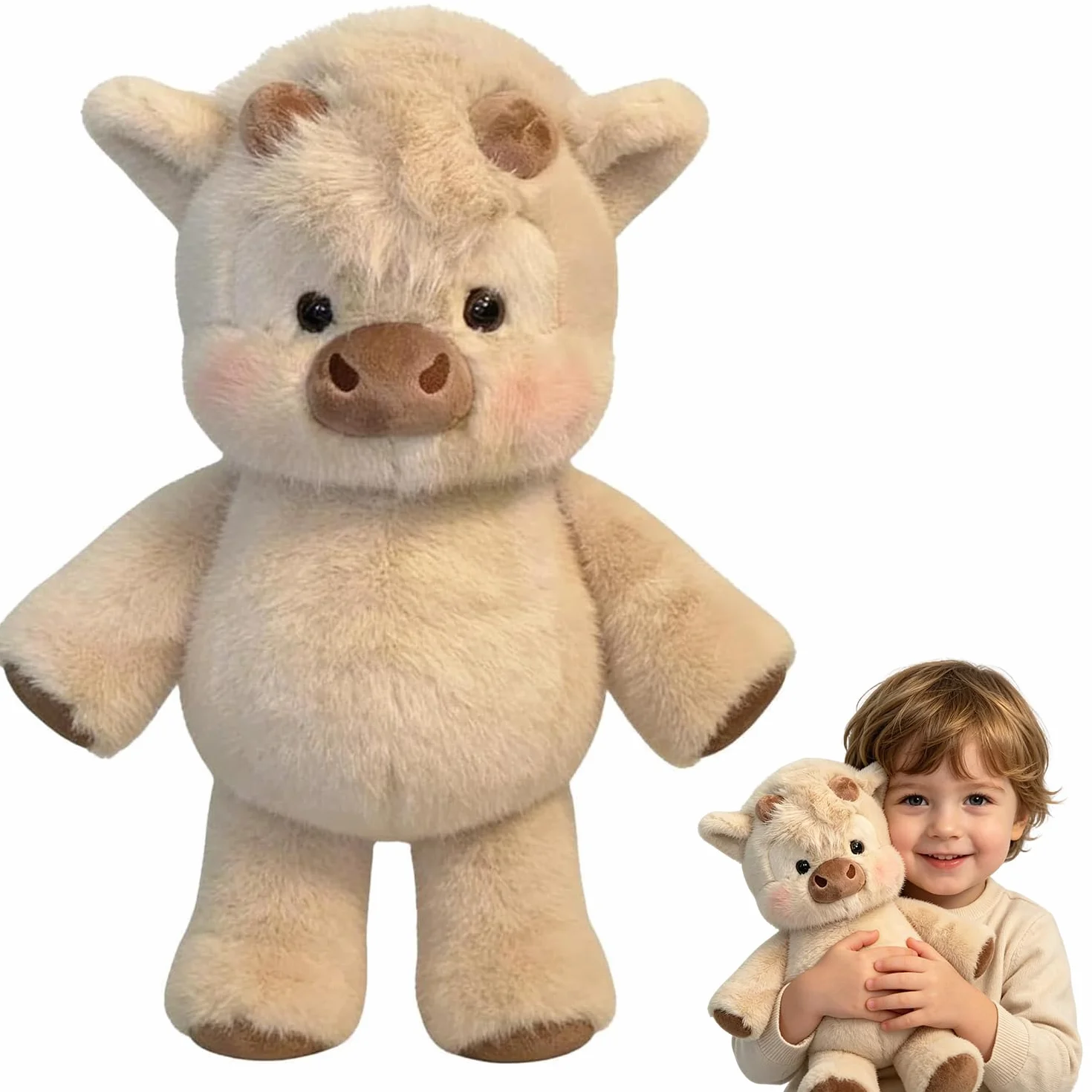 Peluche Vaca Que Corre, Peluche de Vaca de Pelaje Suave, Muñeco de Peluche Vaca para Niños y Regalos(A)