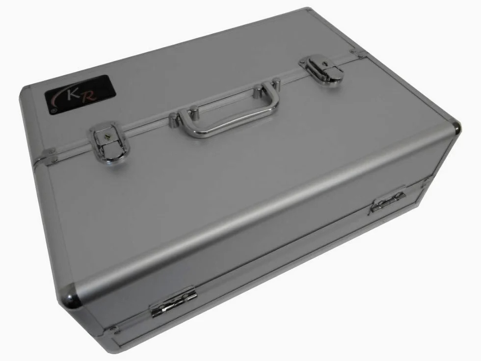 KR Estuche para figuras de aluminio con doble tapa y bandeja de múltiples dimensiones: para 84 pinturas Vallejo, Army Painter o Master Series