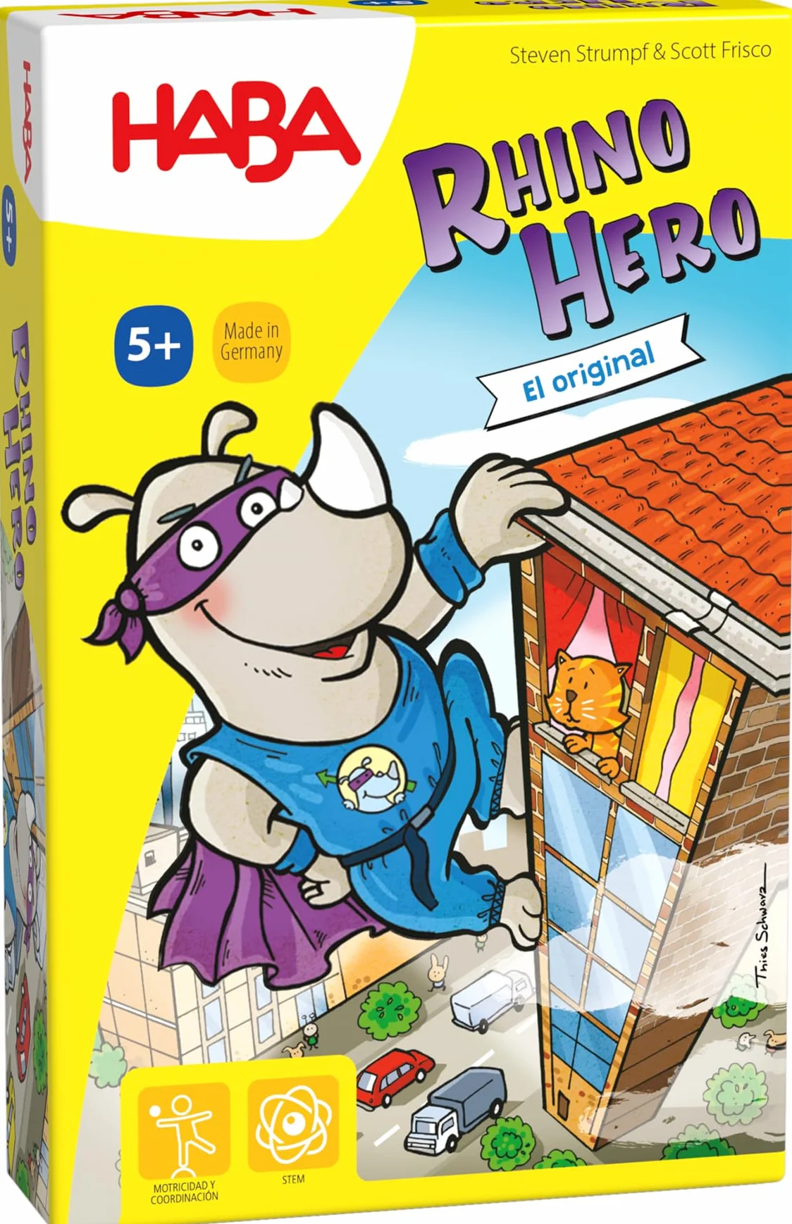 HABA 302273 - Rhino Hero, Juego Infantil de Mesa de Habilidad. Más 5 años