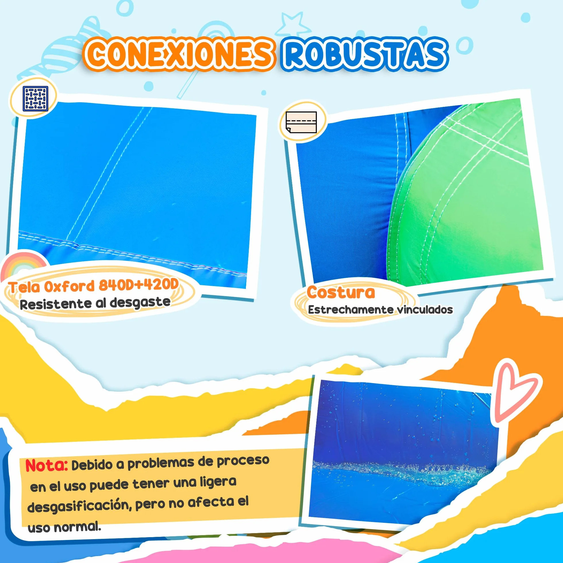 Outsunny Castillo Hinchable para Niños +3 Años 6 en 1 Castillo Inflable con Inflador Parque Acuático con Tobogán Zona de Salto Piscina y Bolsa de Transporte 330x245x215 cm Multicolor