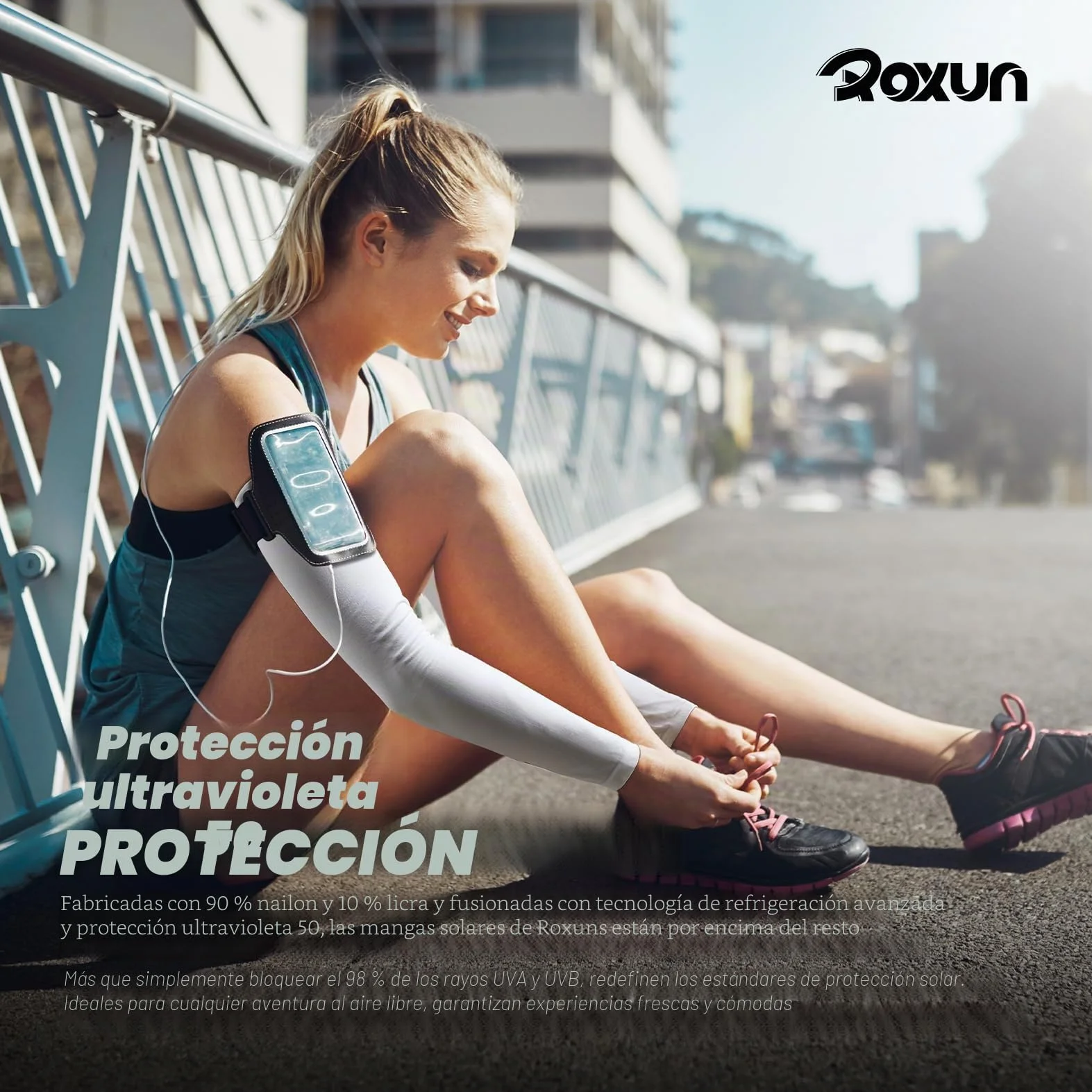 ROXUN Mangas para Brazos Protección Sol Manguitos Running Hombre Mujer Manga Compresión Ciclismo Voleibol