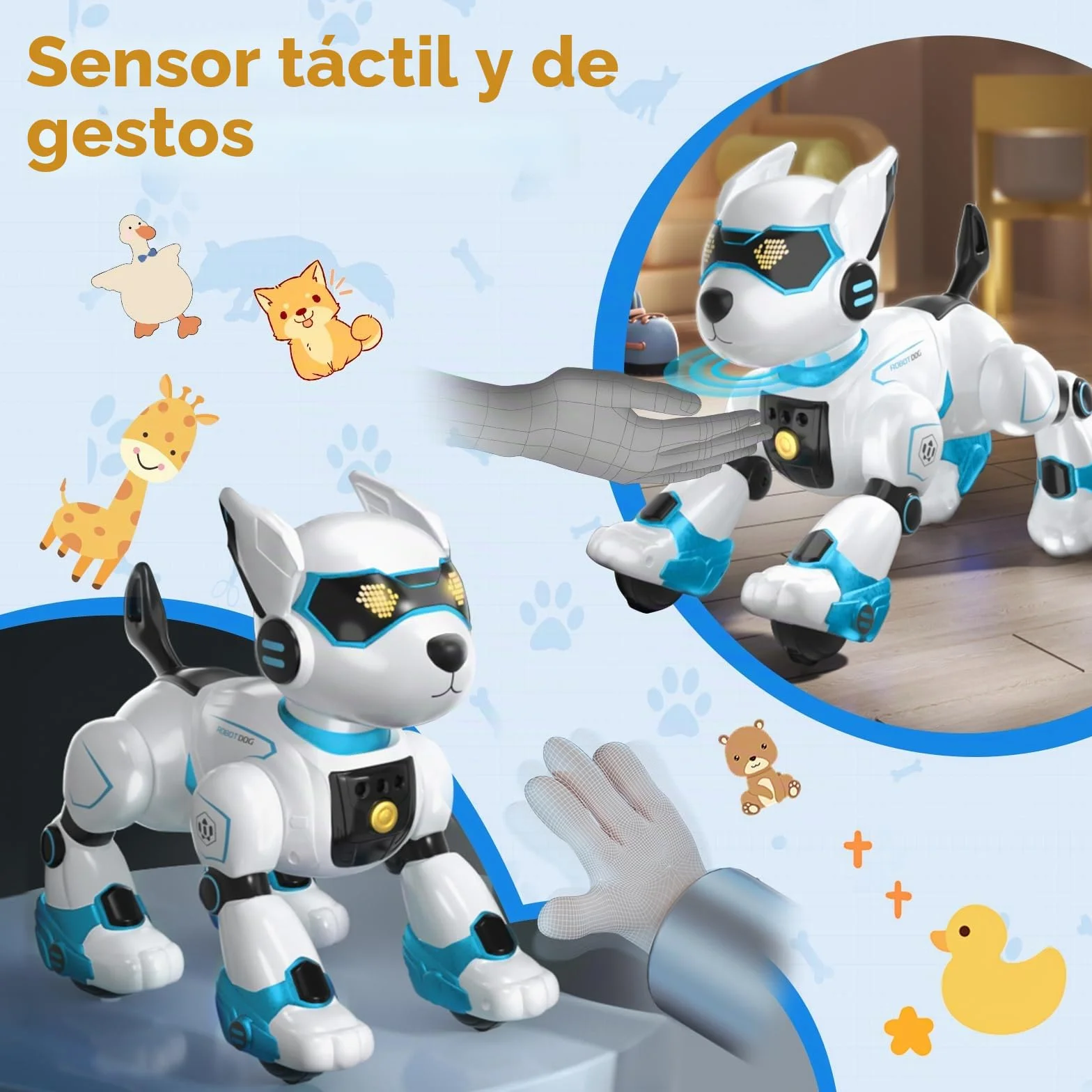 PRANITE Perro Robot para Niños, Perro Robot Programable e Interactivo, Juguete Teledirigido Recargable con Control por Voz y Gestos, Música y Baile, Regalo Ideal para Niños y Niñas