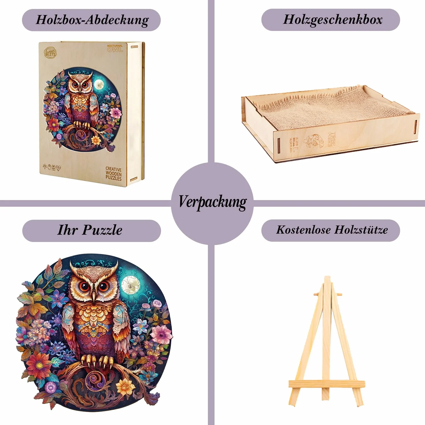 Jigfoxy Puzzle de madera para adultos, rompecabezas de búho para adultos, rompecabezas de madera para adultos y niños, juguete educativo único en forma de animal para amigos de la familia XL