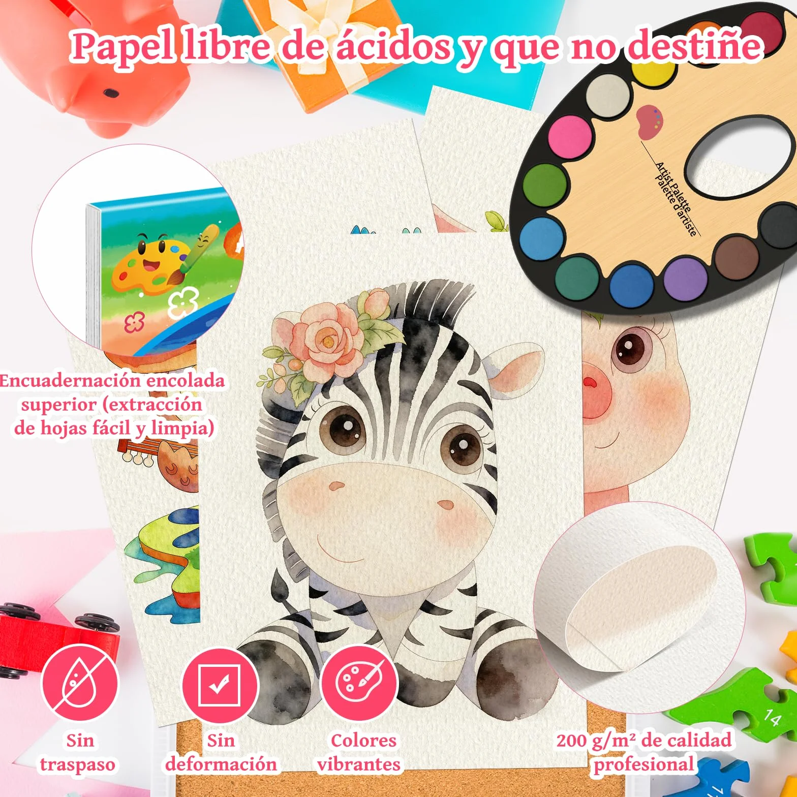 Elfew Pintura con Acuarelas para Ninos de 4 A 8 Anos, Libro para Colorear con Acuarelas, Juego de Acuarelas, Regalos para Niñas y Niños