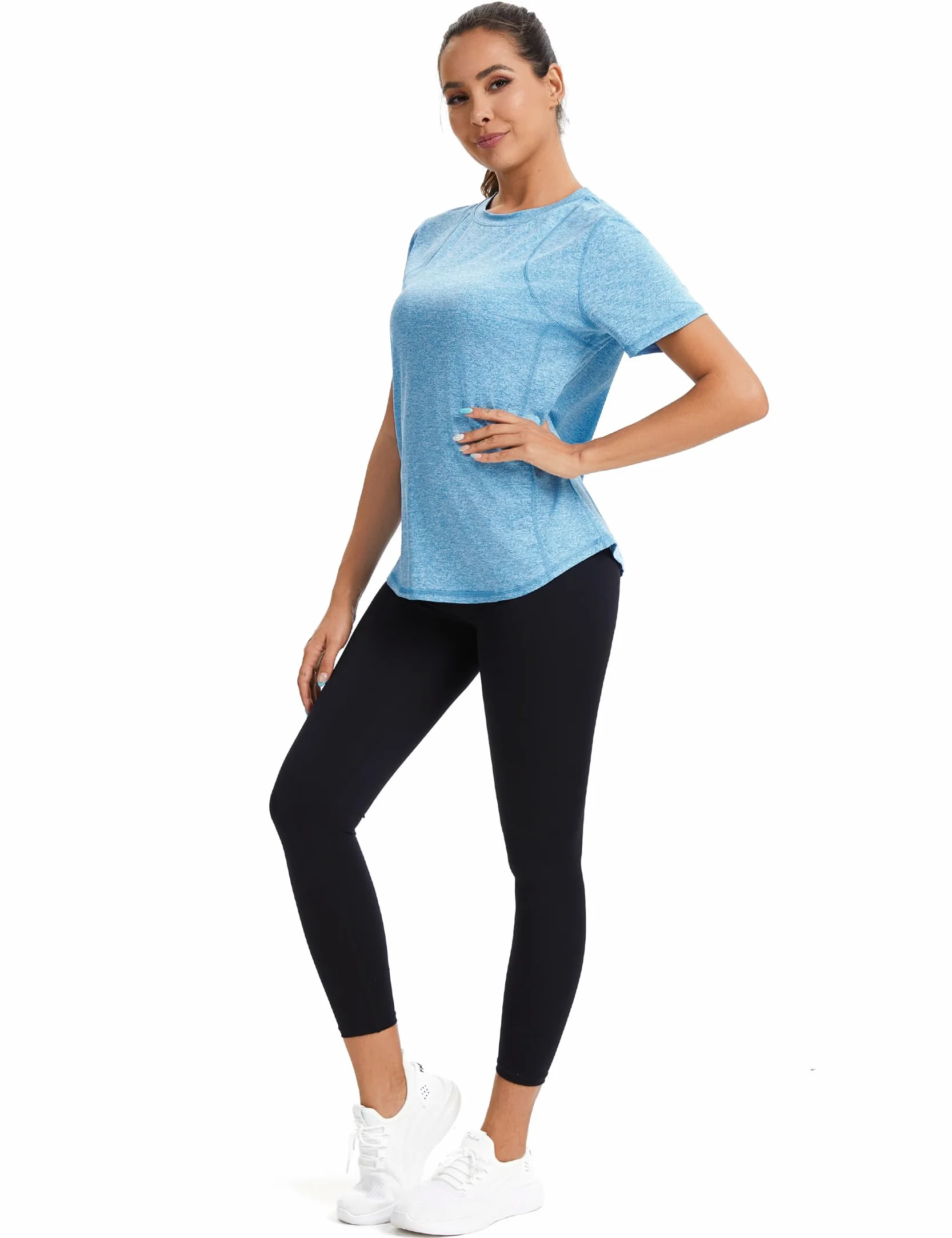 Gyabnw Camiseta Deporte Mujer Manga Corta Secado Rápido Holgada Ropa Yoga Verano
