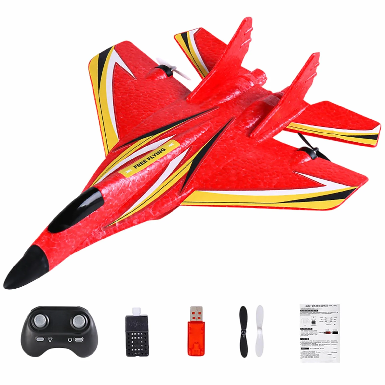 Genérico Avión RC - Kit de avión de Control Remoto con luz LED | Impermeable de 2,4 GHz, Caza acrobático de Doble Motor | Educativo al Aire Libre para niños y Adultos