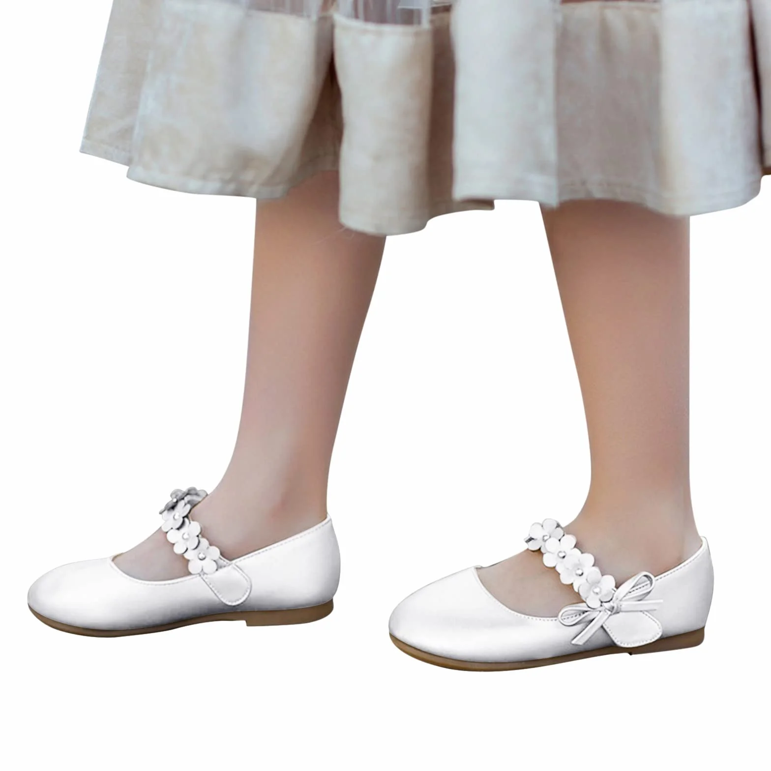 Zapatos de noche para niñas, zapatos de vestir planos y ligeros, con perla y flor, para comunión y cumpleaños