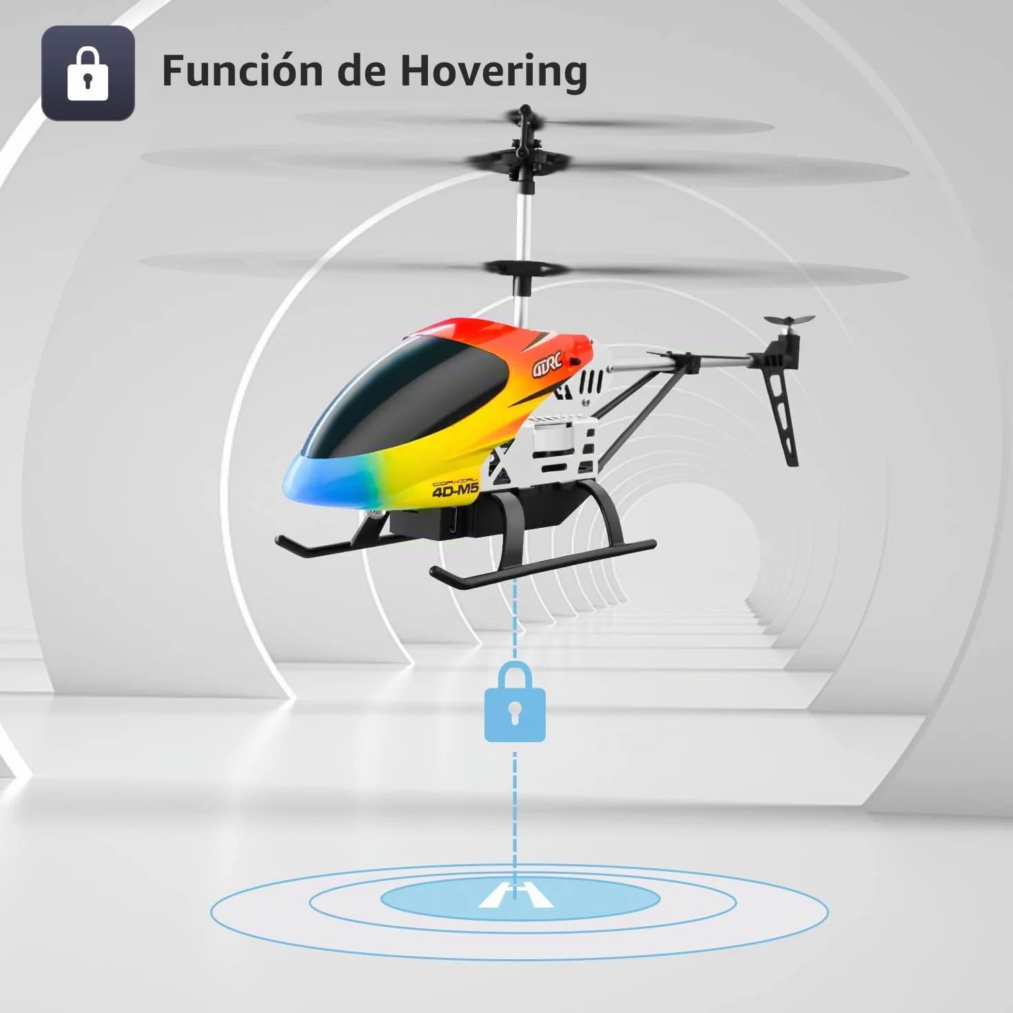 4DRC M5 Helicóptero Teledirigido Interior, Mini Helicóptero Juguete 3,5 Canales LED, 2 Baterías