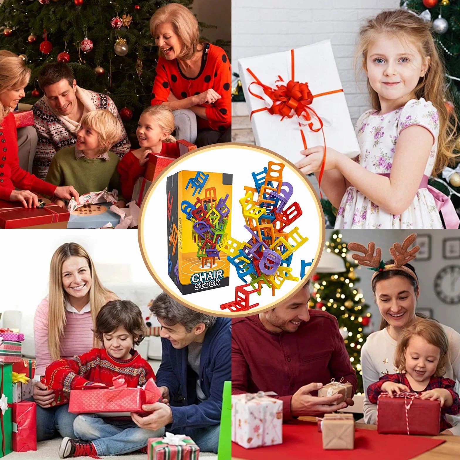 Mini Silla Apilable Juego de Equilibrio 42 Piezas – Divertido Desafío de Fiesta y Juguete Educativo Familiar para Niñas, Niños y Adultos
