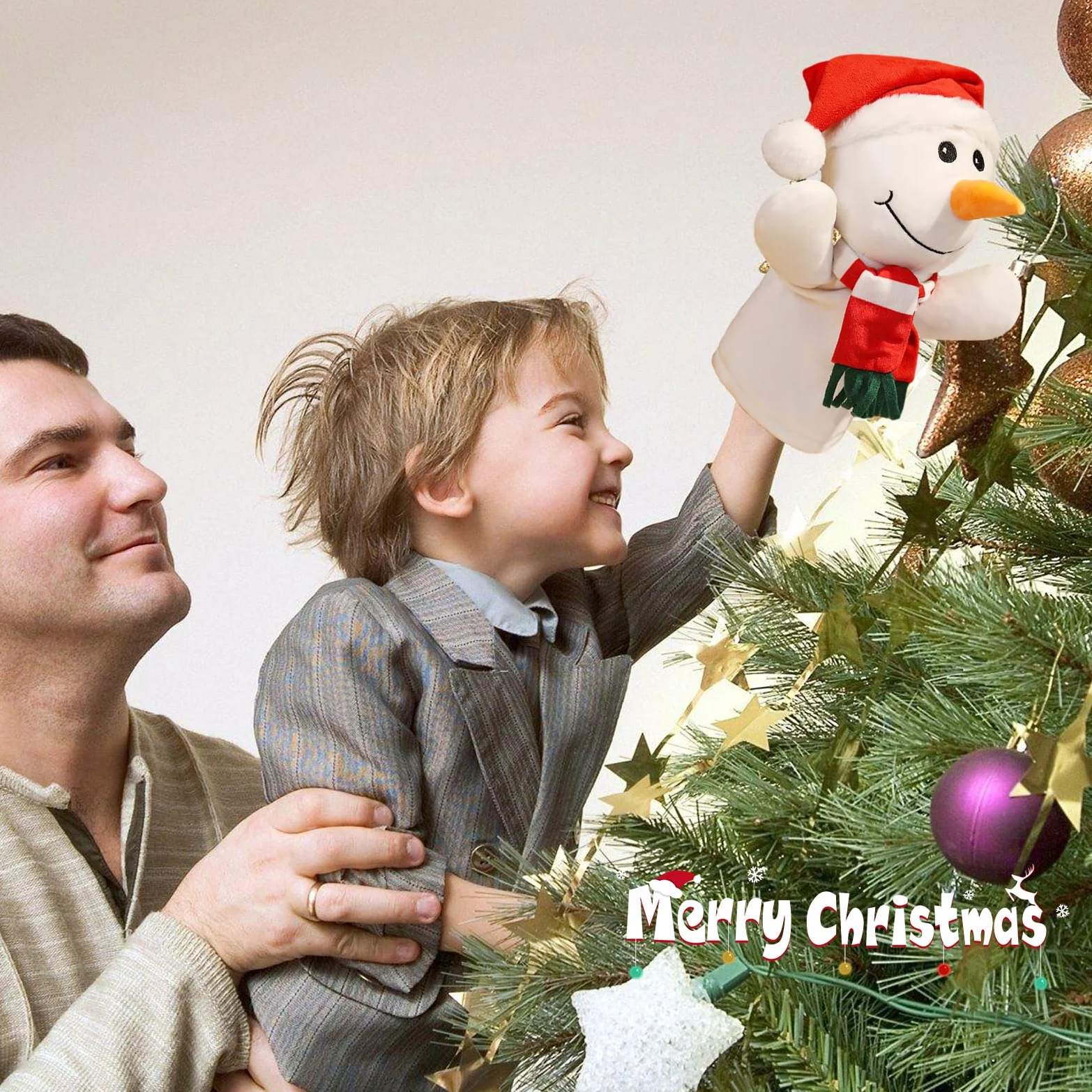 Marioneta De Mano De Navidad,Biluer 1PCS Dibujos Animados Papá Noel Marioneta de Mano 30CM Marioneta de Peluche de Navidad Niños Adecuado para Contar Historias y Juegos de rol