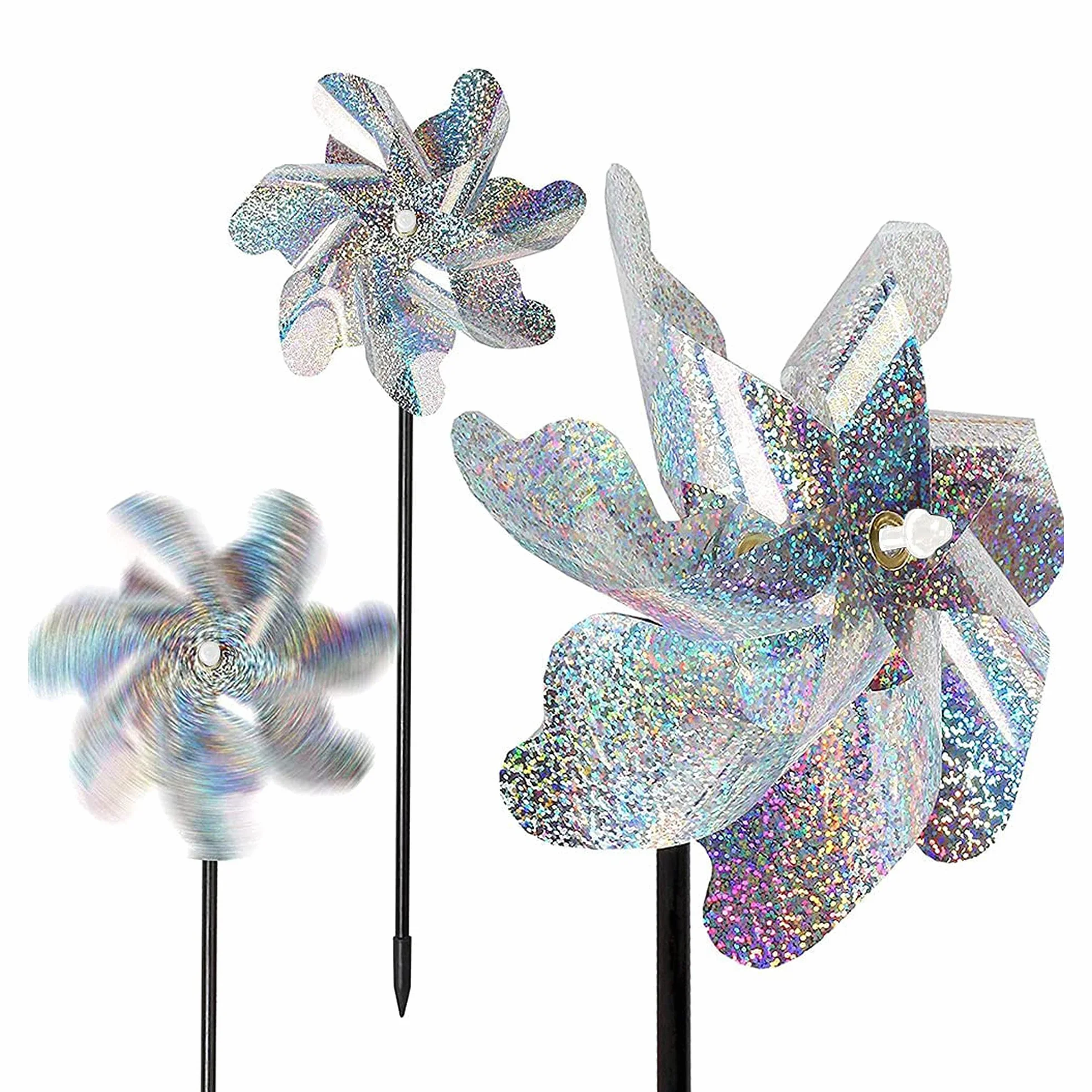 Allaozne 15 Pz Reflectante Molino de Viento, Reflectantes Repelentes de Pájaros, Repelente de Pájaros de Jardín para Protejan Flores y Jardines