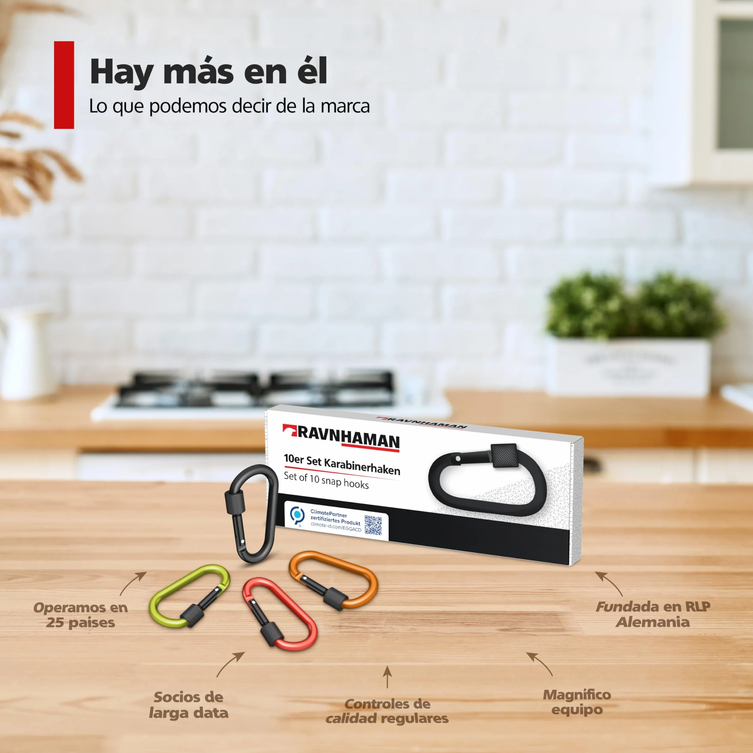 Mosquetones RAVN HAMAN con Cierre de Rosca 30 kg Colorido para Hamacas y Exterior