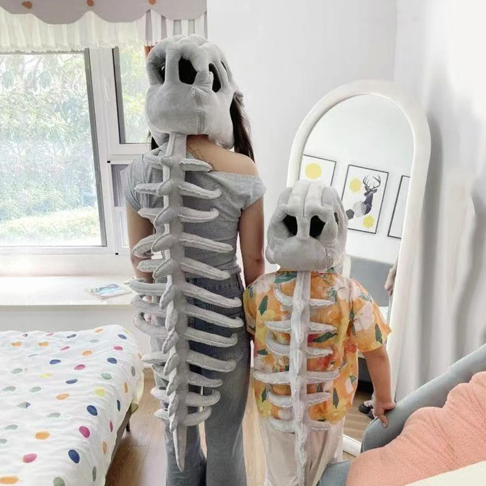 Disfraz de esqueleto de dinosaurio 3D para Halloween (90 cm)