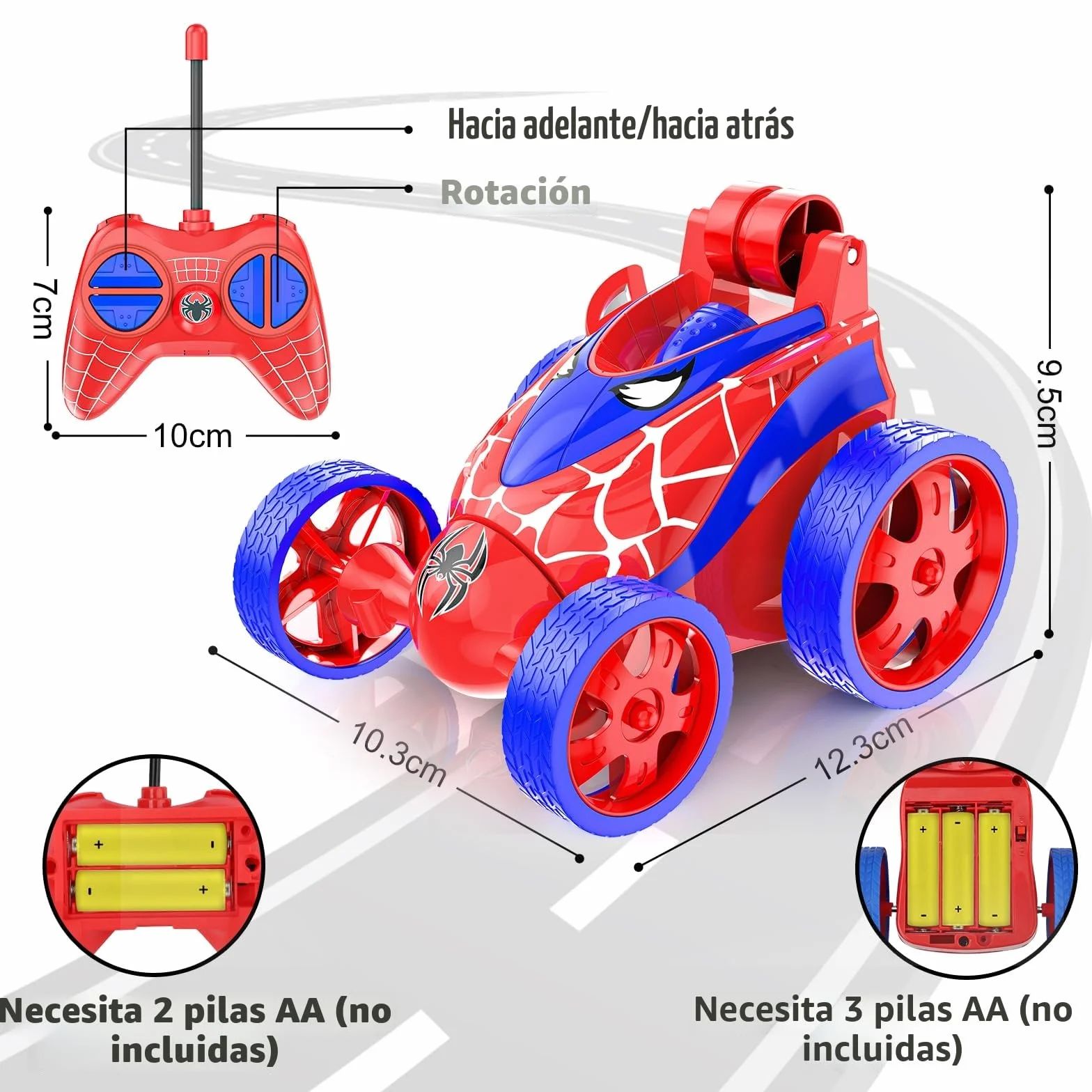 Mini Coche Teledirigido Acrobacia RC 360 Grados Rotación Spider Juguete Infantil Regalo Niños 3-7 Años