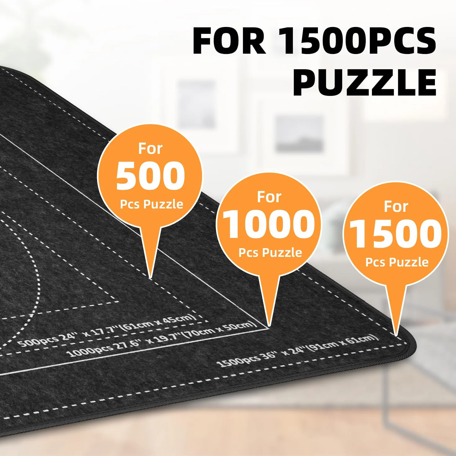MOZOOSON Tablero de Rompecabezas Plegable, Puzzle Board 1500 Piezas, Accesorios para Mover y Guardar, Tapete Puzzle Portátil 8 Bandejas de Clasificación + 1 Cover