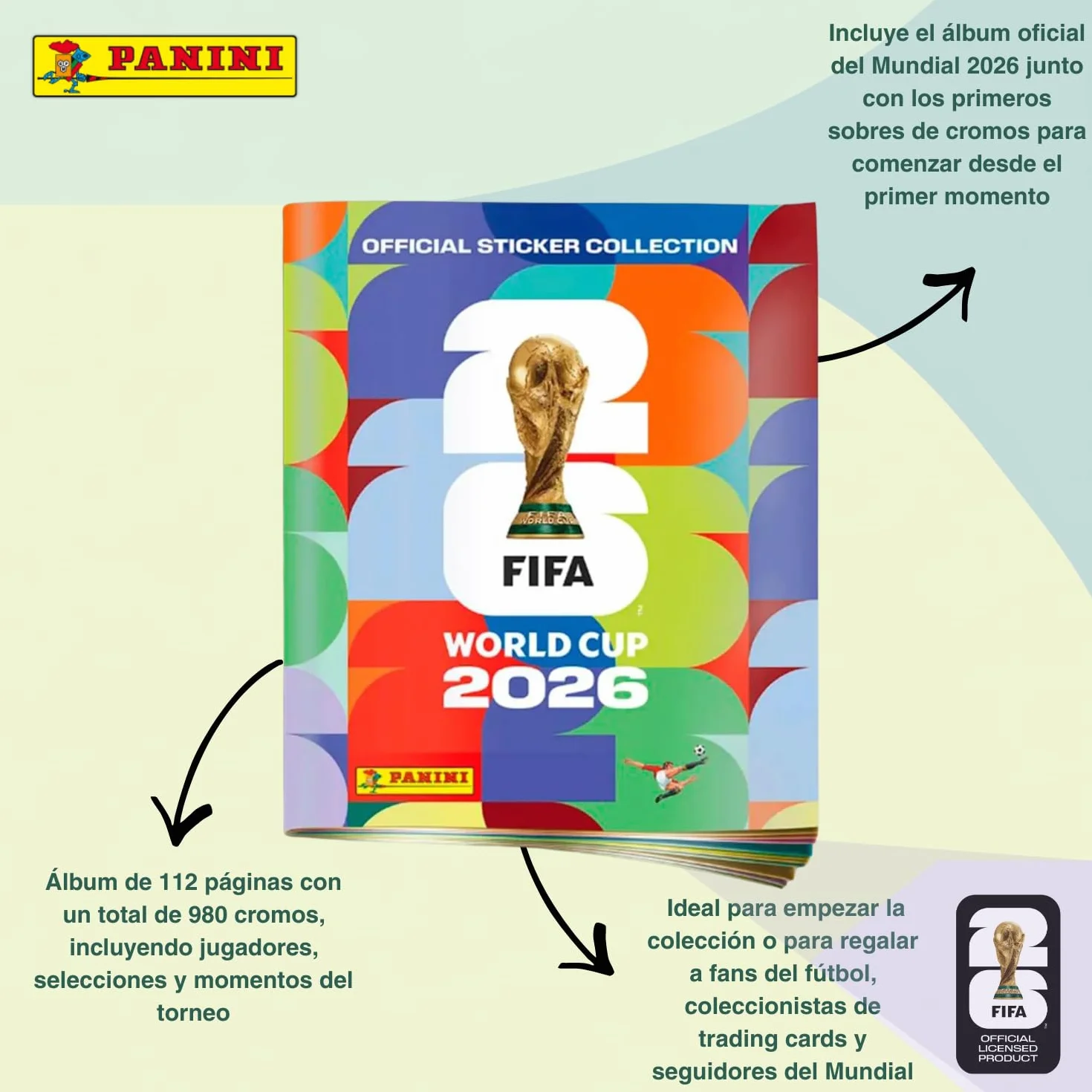 Panini - FIFA World Cup 2026 Starter Pack Cromos - Álbum oficial + Primeros Sobres Colección Mundial 2026 - Colección Oficial Panini