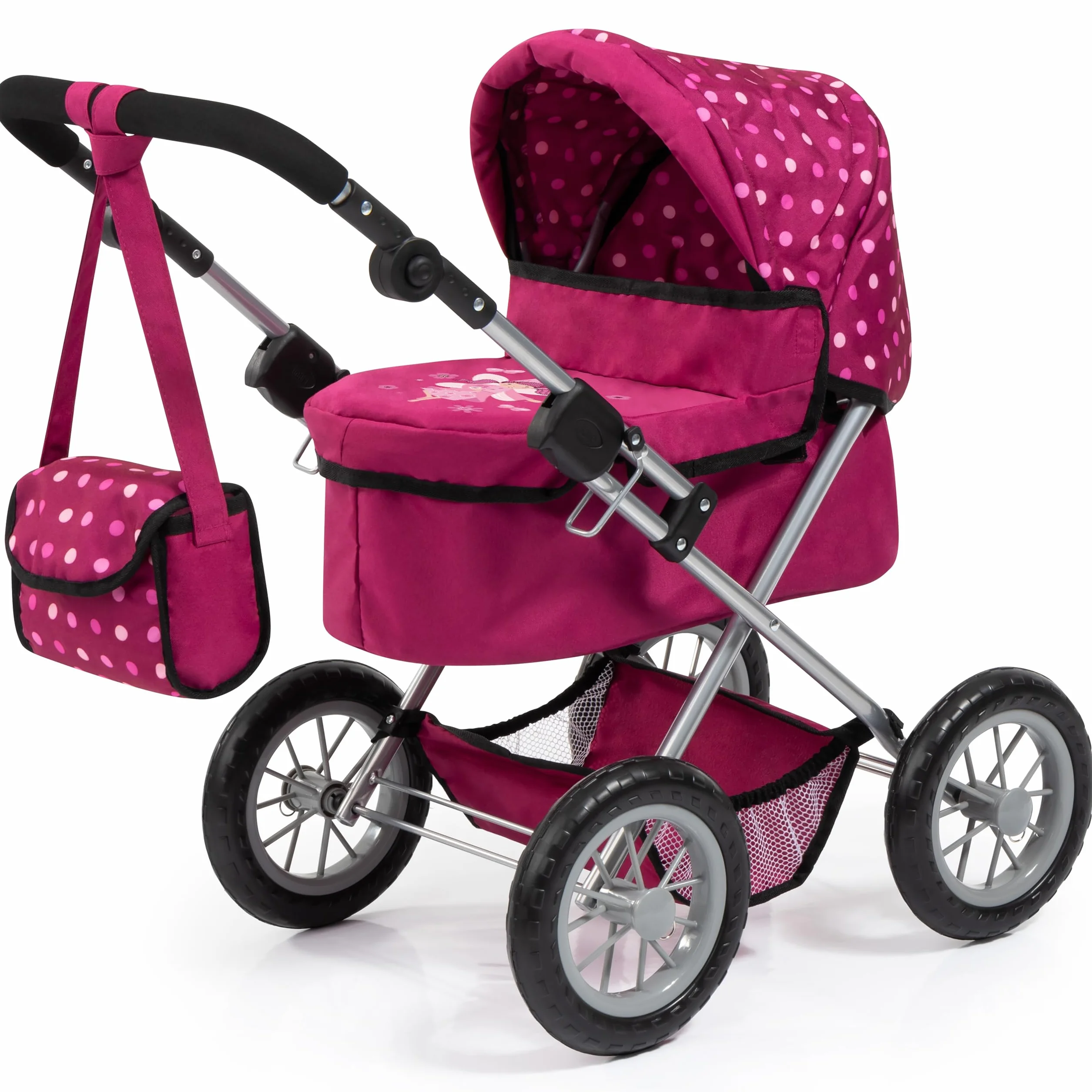 Bayer Design 13067Aa, Cochecito, Carro Muñecas Trendy, Combolsa, Plegable, Ajustable, Rojo, Hadas, Color Motivo
