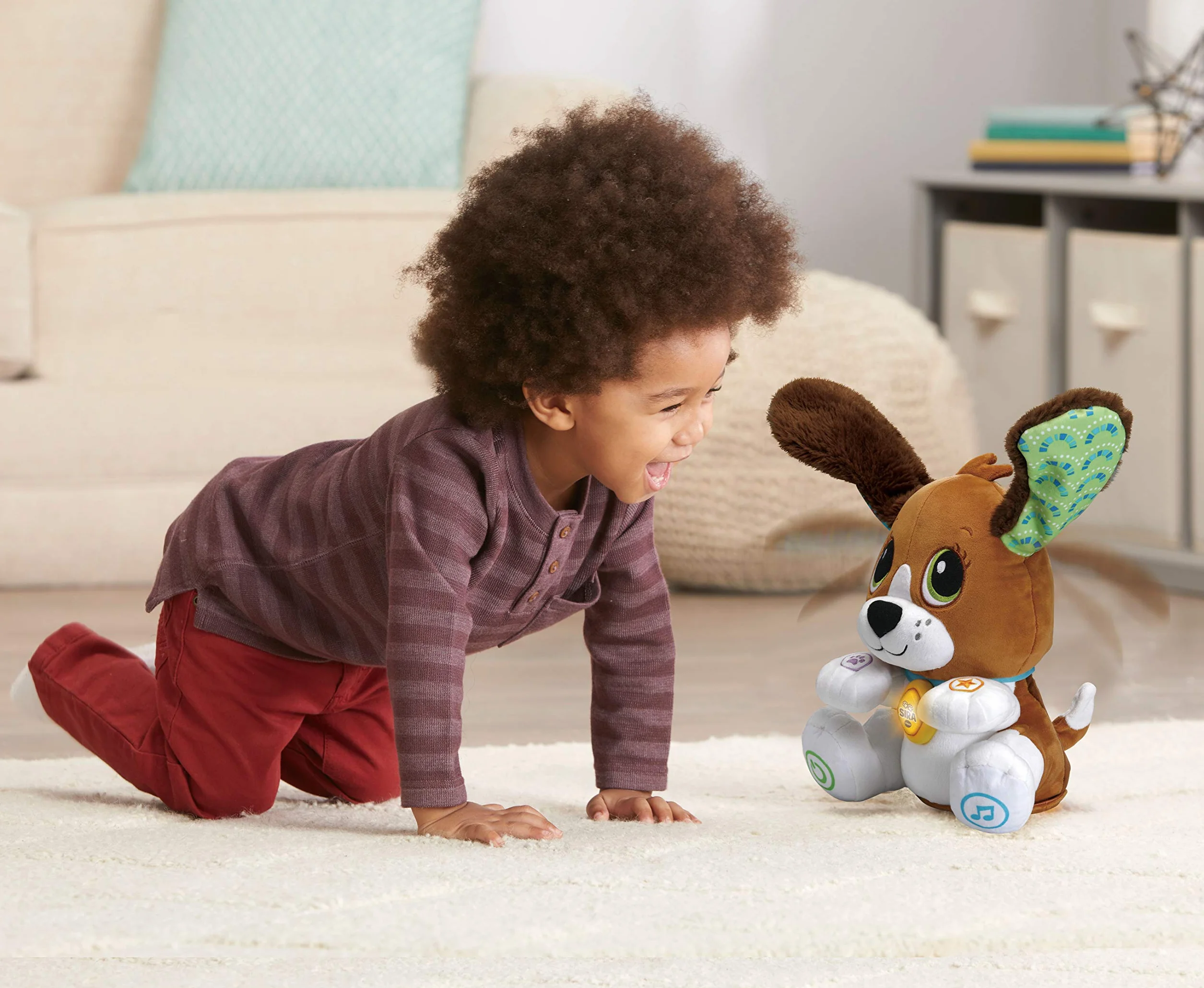 VTech-Baby Sira la perrita interactiva, Suave Animal de Peluche Que fomenta la conversación y Repite lo Que Dices, Juguete para bebés +12 Meses, Versión ESP