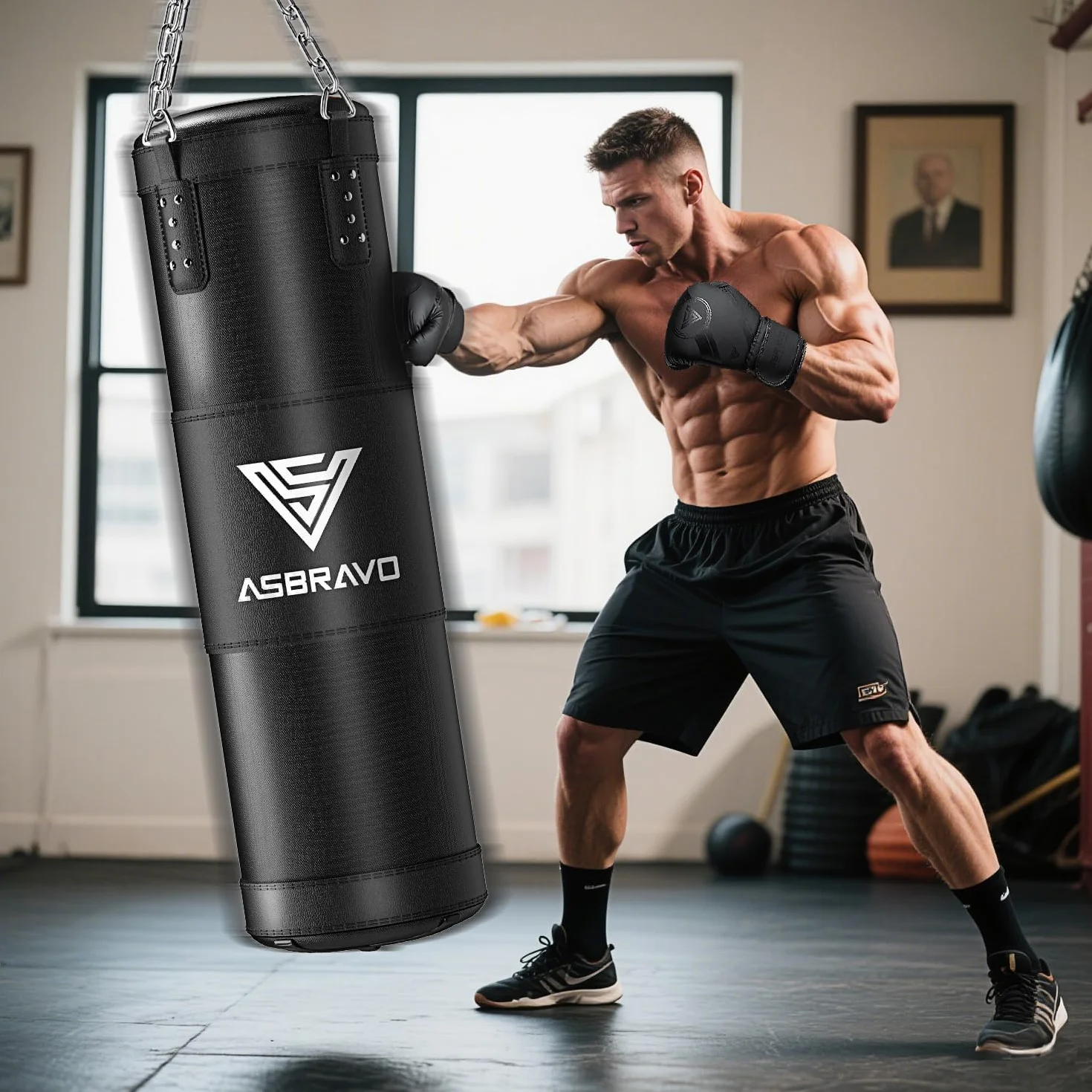 Saco de Boxeo 120 cm con Guantes 12 oz Vendajes 5m para MMA Karate Taekwondo