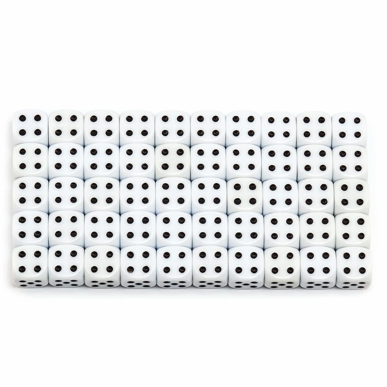 6, 12, 20, 30 o 50 dados de alta calidad, tamaño estándar, 16 mm, dados acrílicos de 16 mm, dados de juego de 6 caras, juego de accesorios de juego con bolsa de tela (blanco, 50 unidades)
