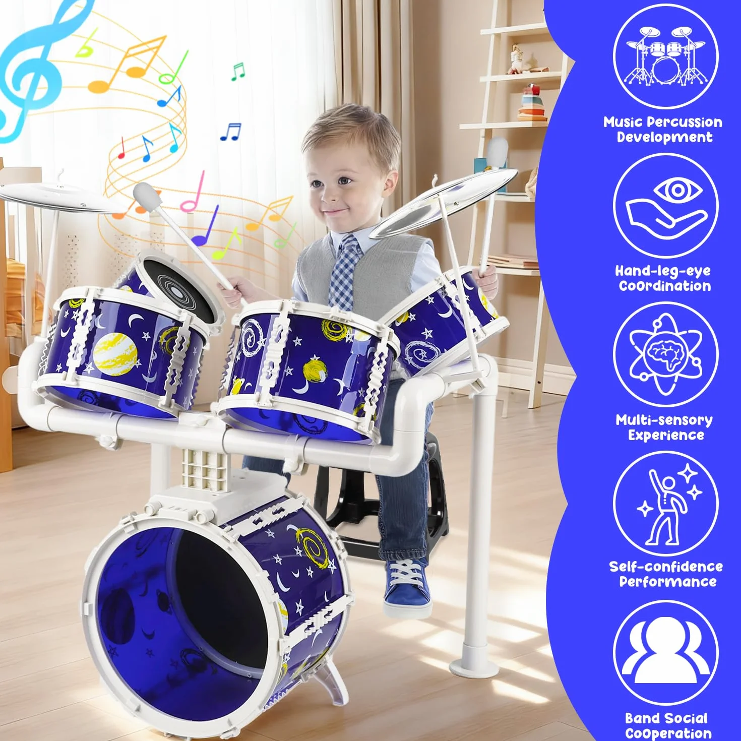 Batería para niños, batería de Juguete Verdantree, batería Infantil, 5 Instrumentos Musicales de percusión, Juguetes para niños y niñas de 3, 4 y 5 años, Regalos para Edades de 3 a 5 años