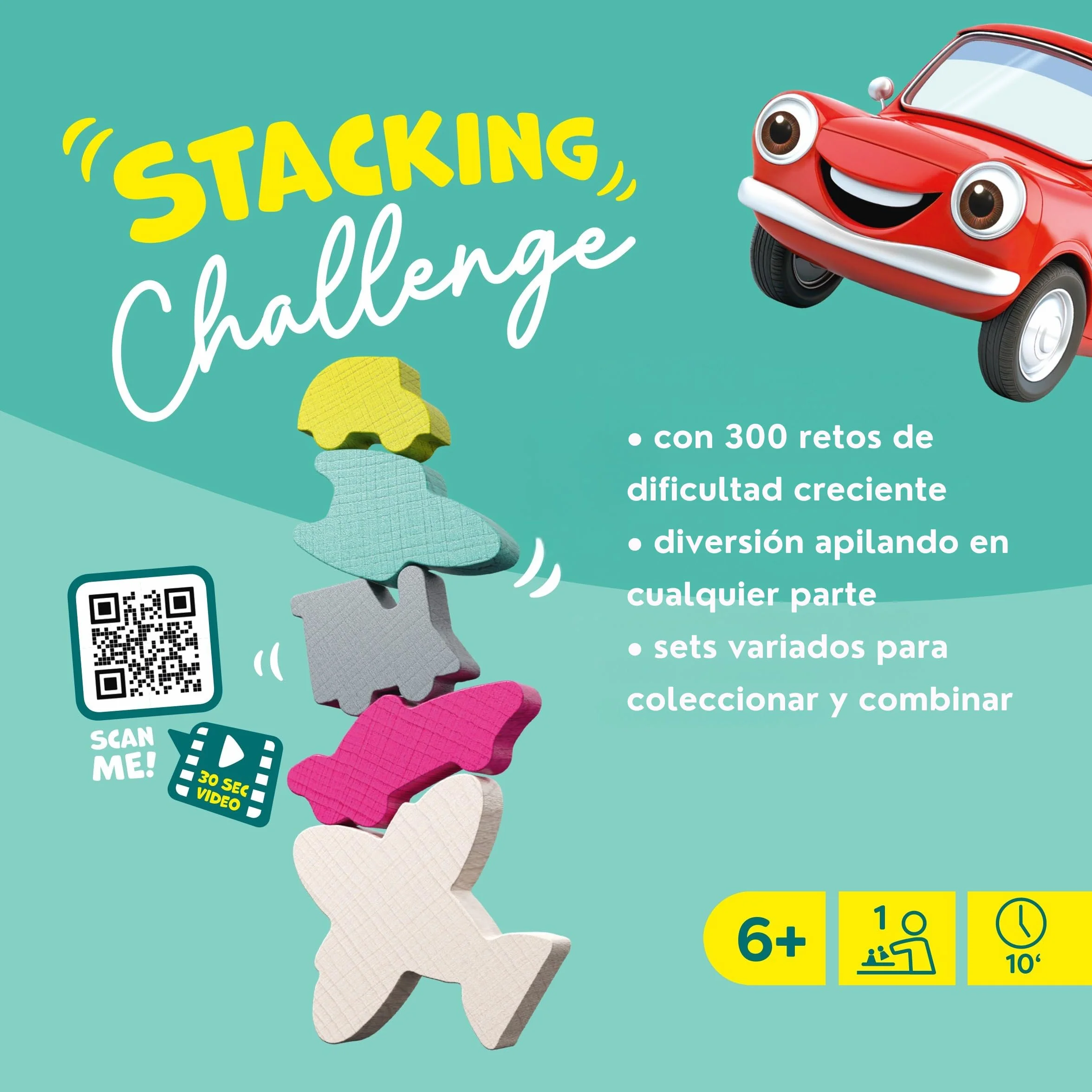 HABA 2013868001 - Stacking Challenge Vehicles, Juego Infantil con retos de apilar, Solitario, de Viaje. Más 6 años