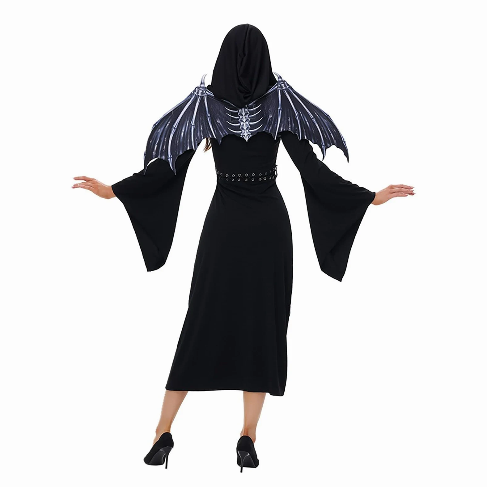 Generisch Disfraz gótico para Halloween, elegante vestido largo para cosplay, bruja oscura y traje para fiestas temáticas y festivales