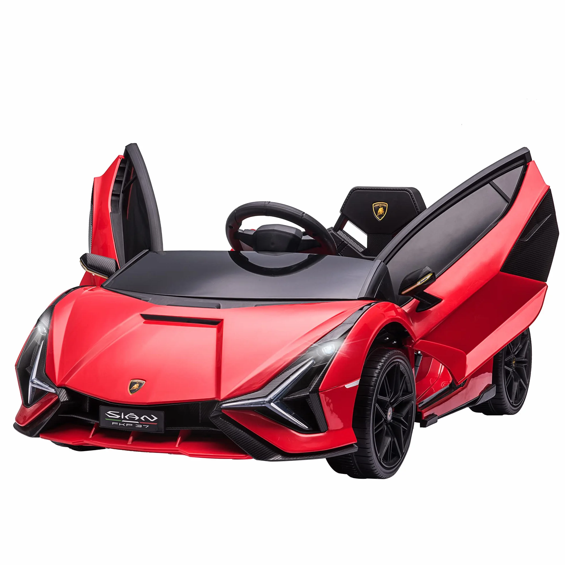 HOMCOM Coche Eléctrico para Niños Lamborghini SIAN 12V con Mando a Distancia 3-5 km/h 108x62x40 cm Rojo