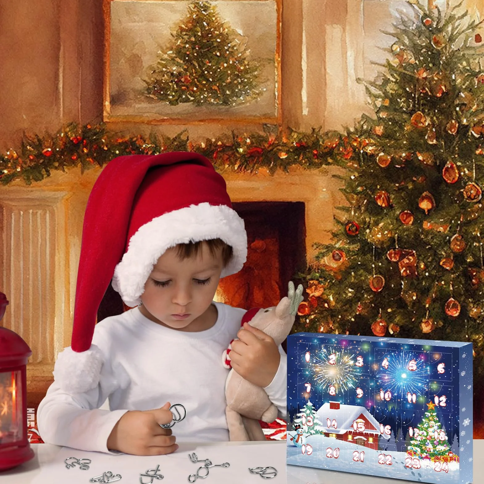 GEEKEO Calendario Adviento 2025 para Niño y Adultos Rompecabezas de Metal con 24 Sorpresas, Christmas Calendario Adviento Regalo para Niños y Niñas