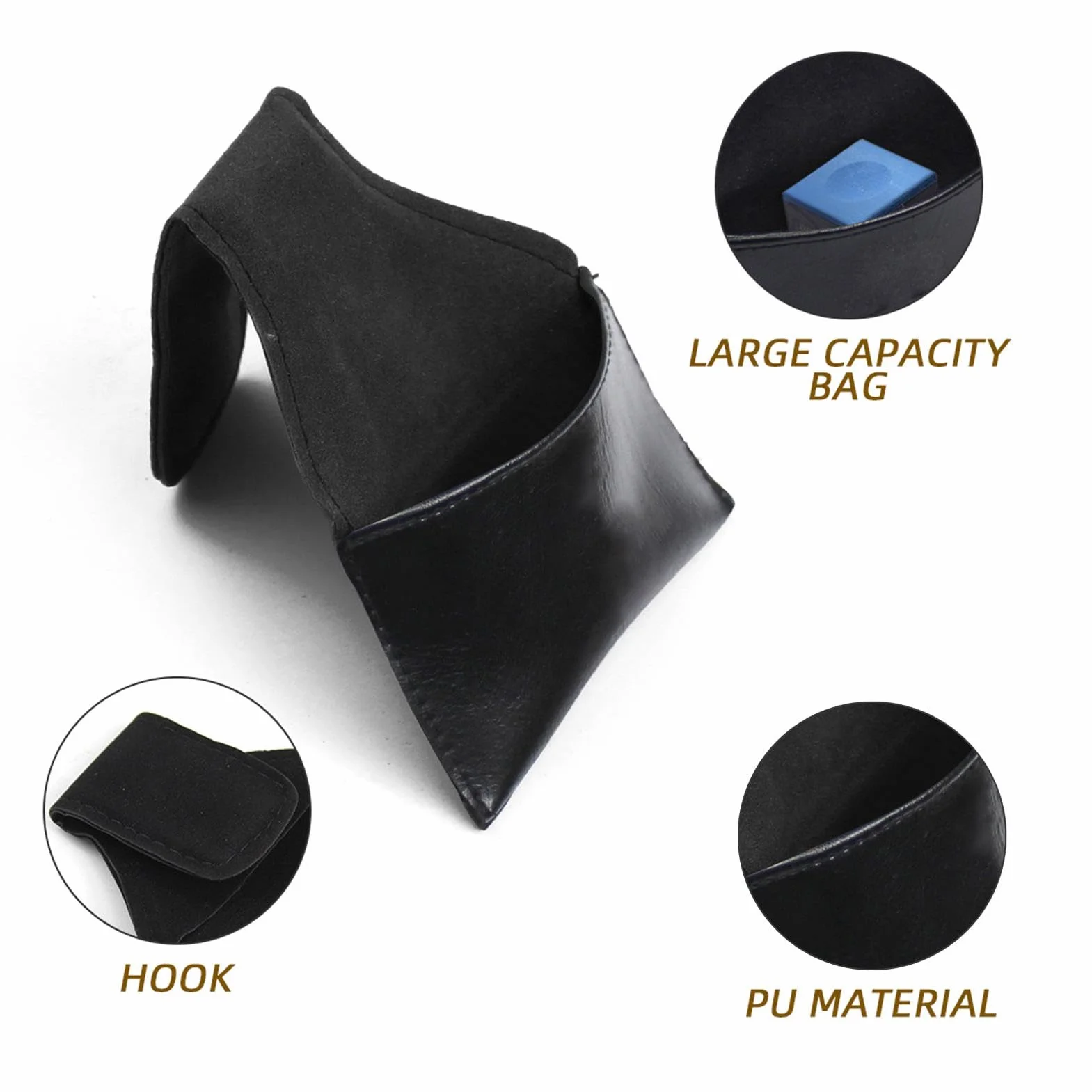 Bolsa de Tiza con Clip de Cuero PU para Billar - Accesorios de Billar Porta Tiza