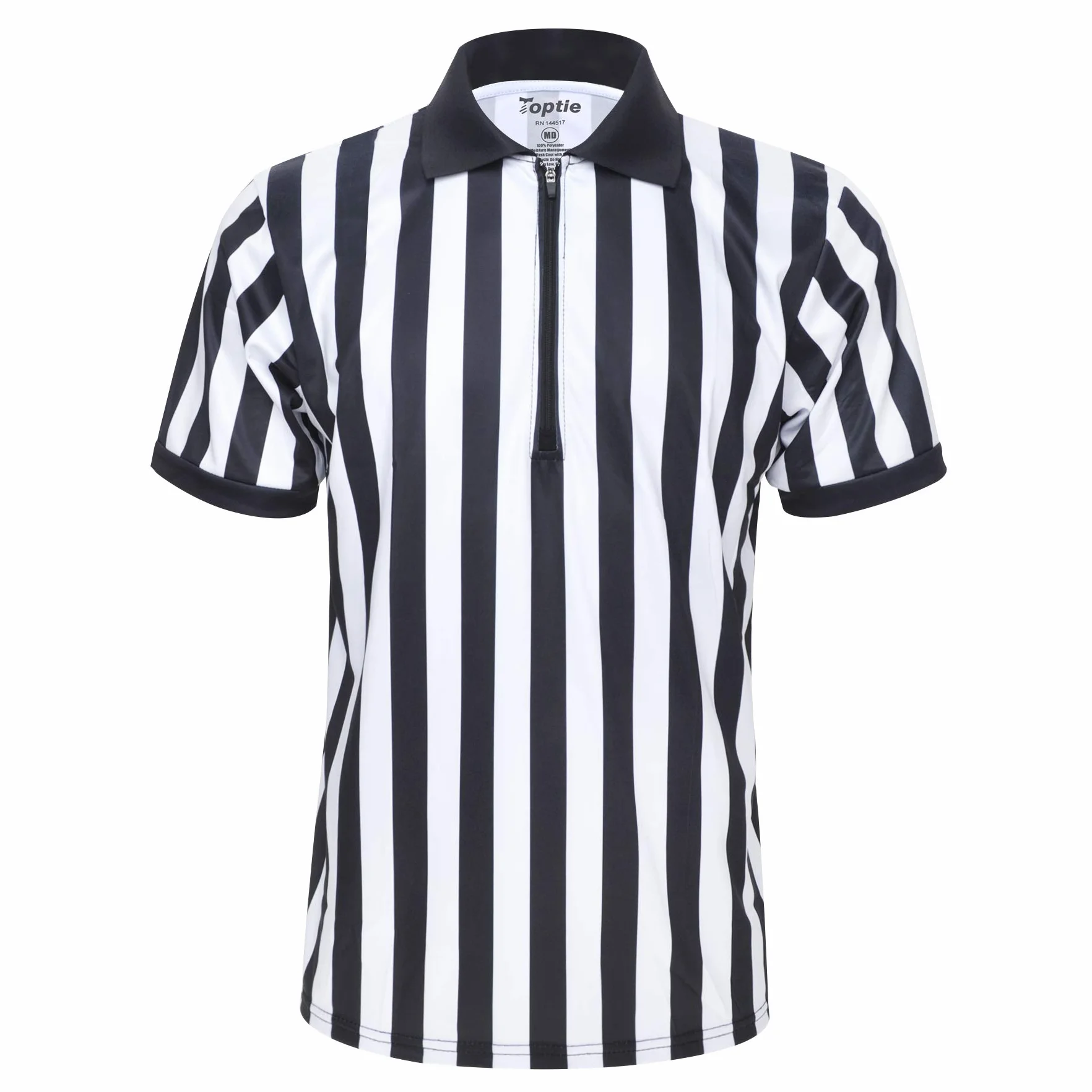 TopTie Polo árbitro Manga Corta Camiseta Rayas Negras y Blancas Cremallera 1/4